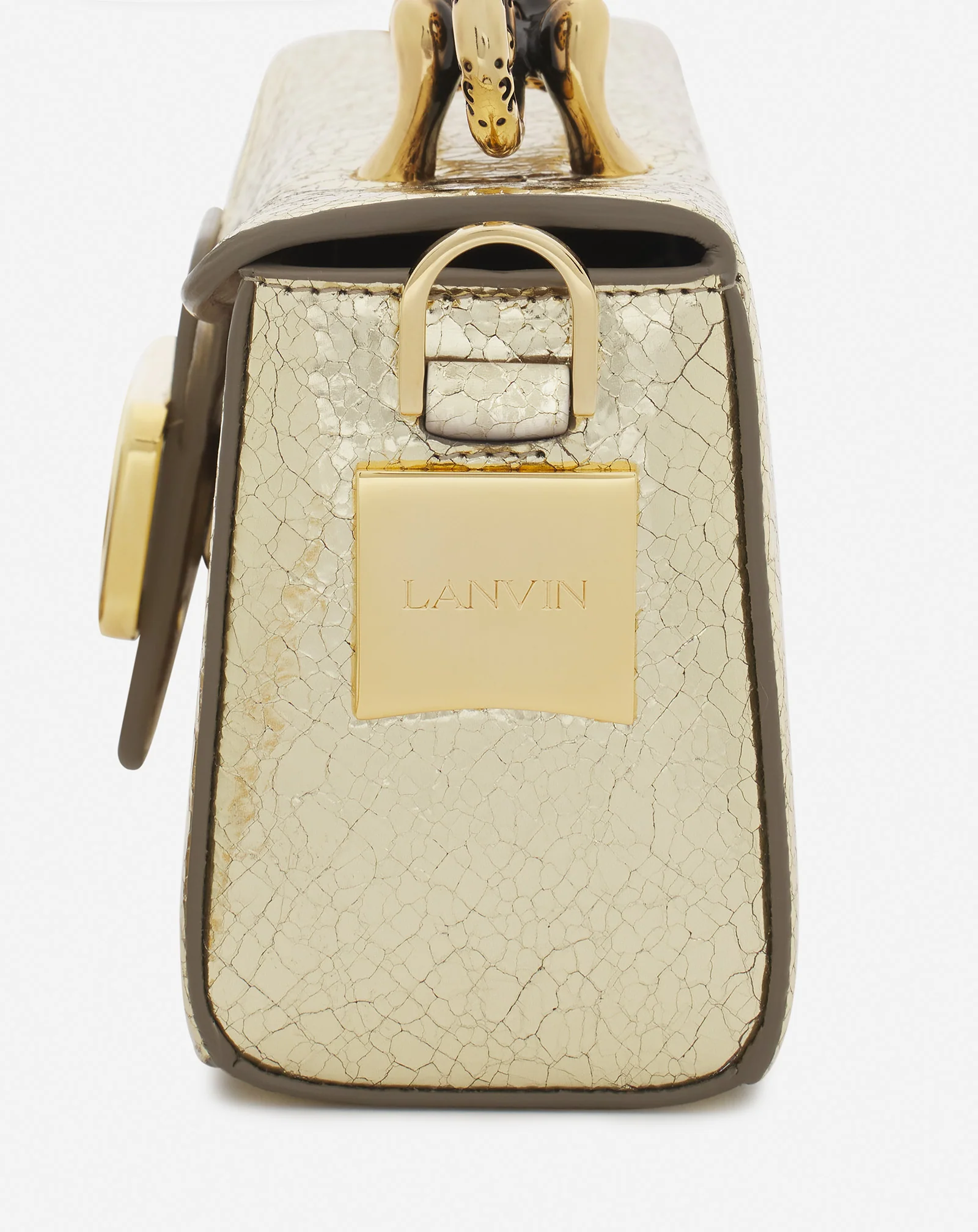 Nano pencil cat bag in crackled metallic leather