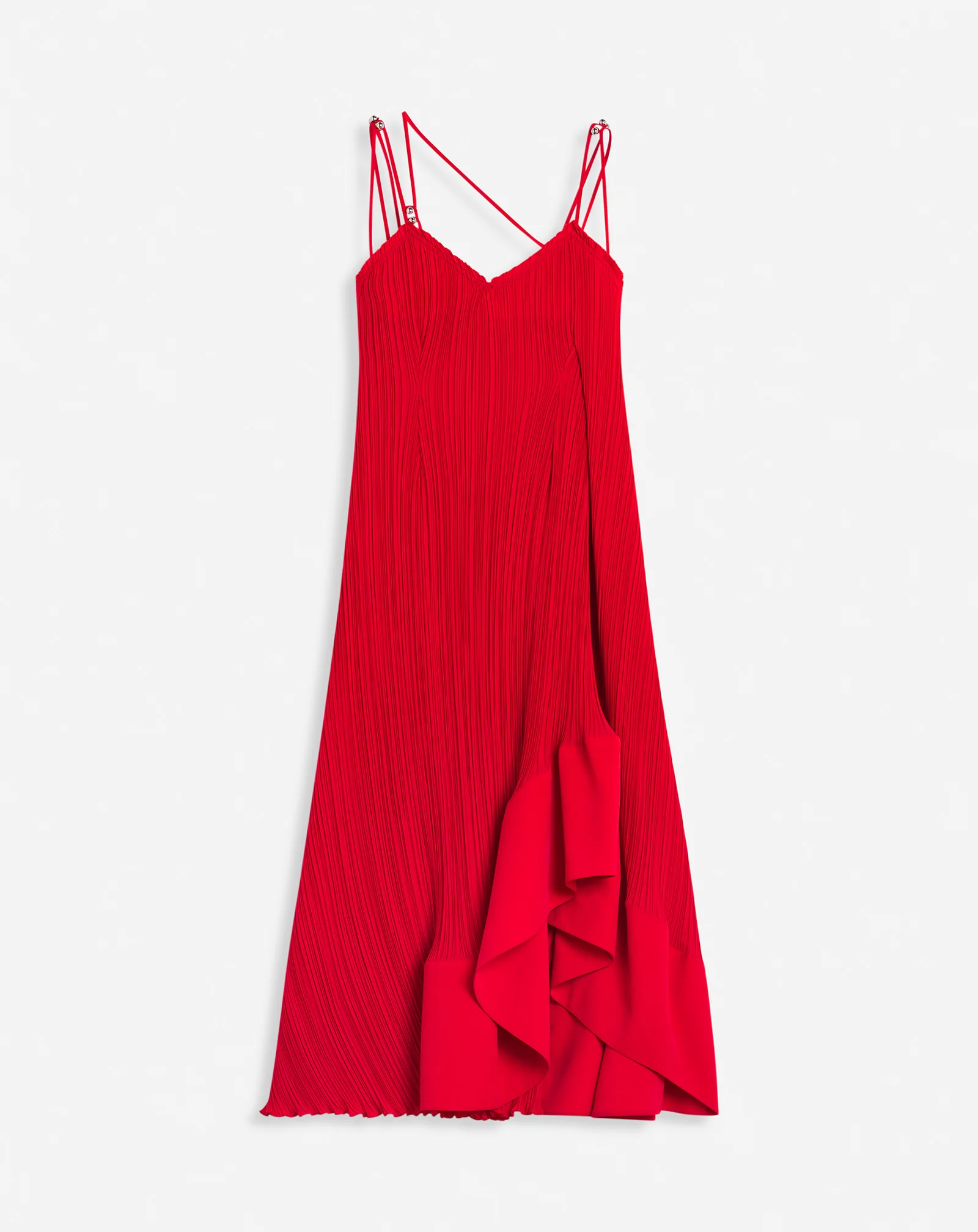 Pleated dress with straps