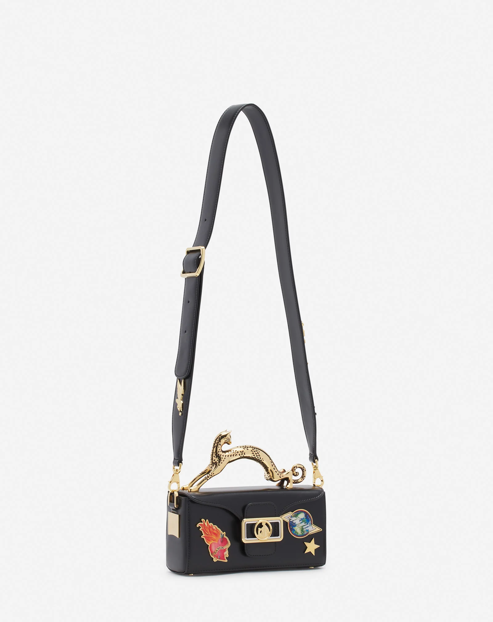 Lanvin x future pencil cat nano leather bag with pins