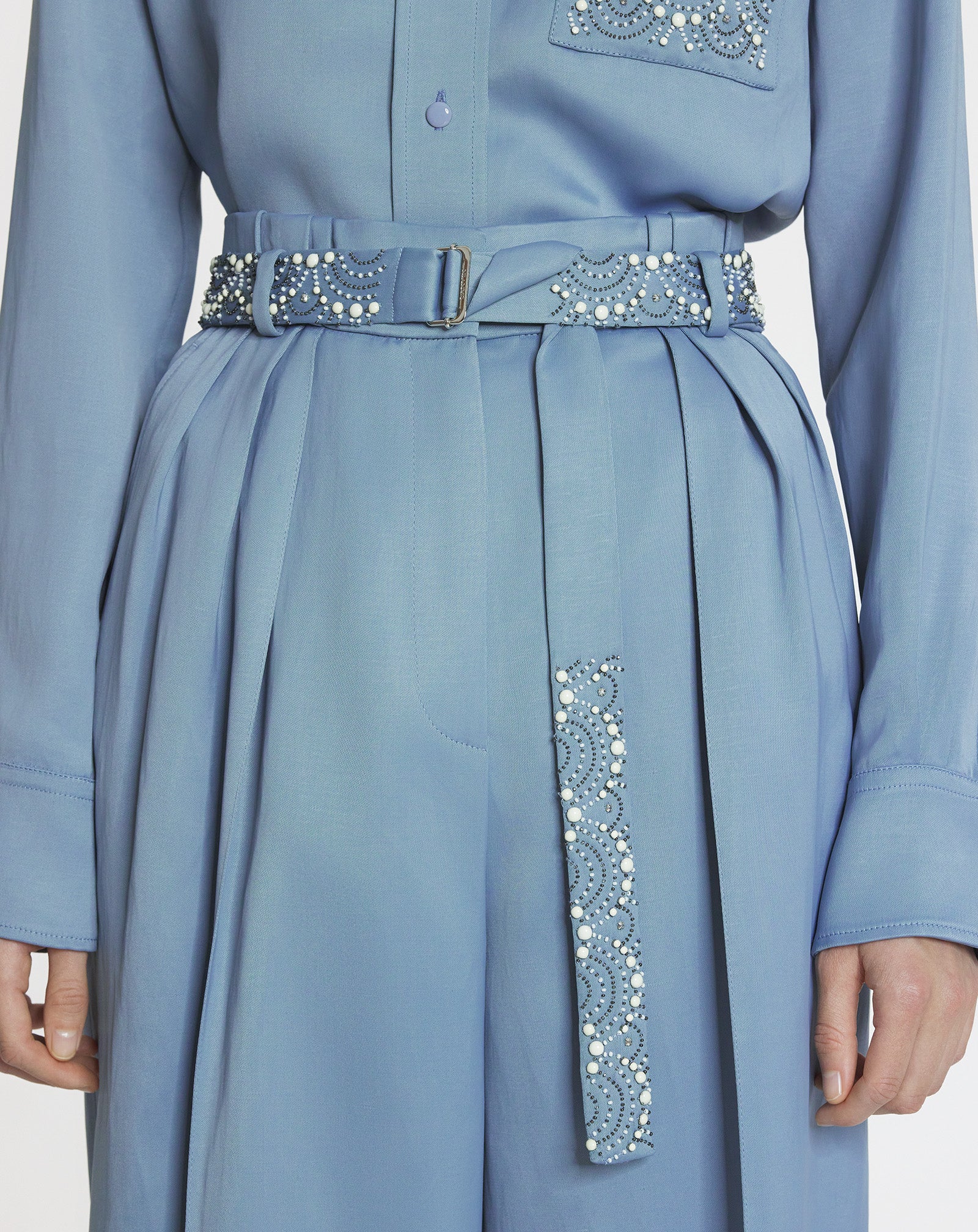 Embroidered wide-leg pants