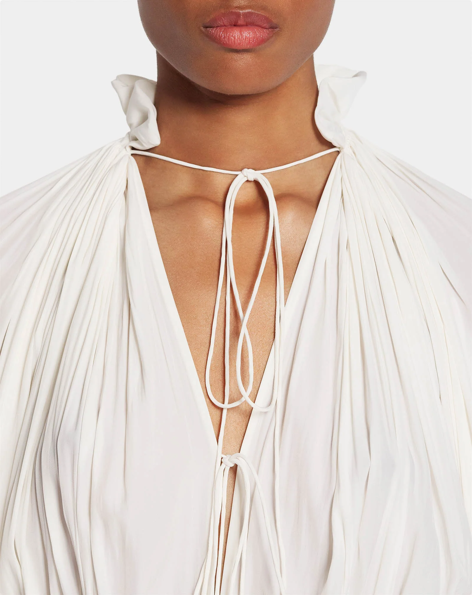 Long charmeuse ruffle dress