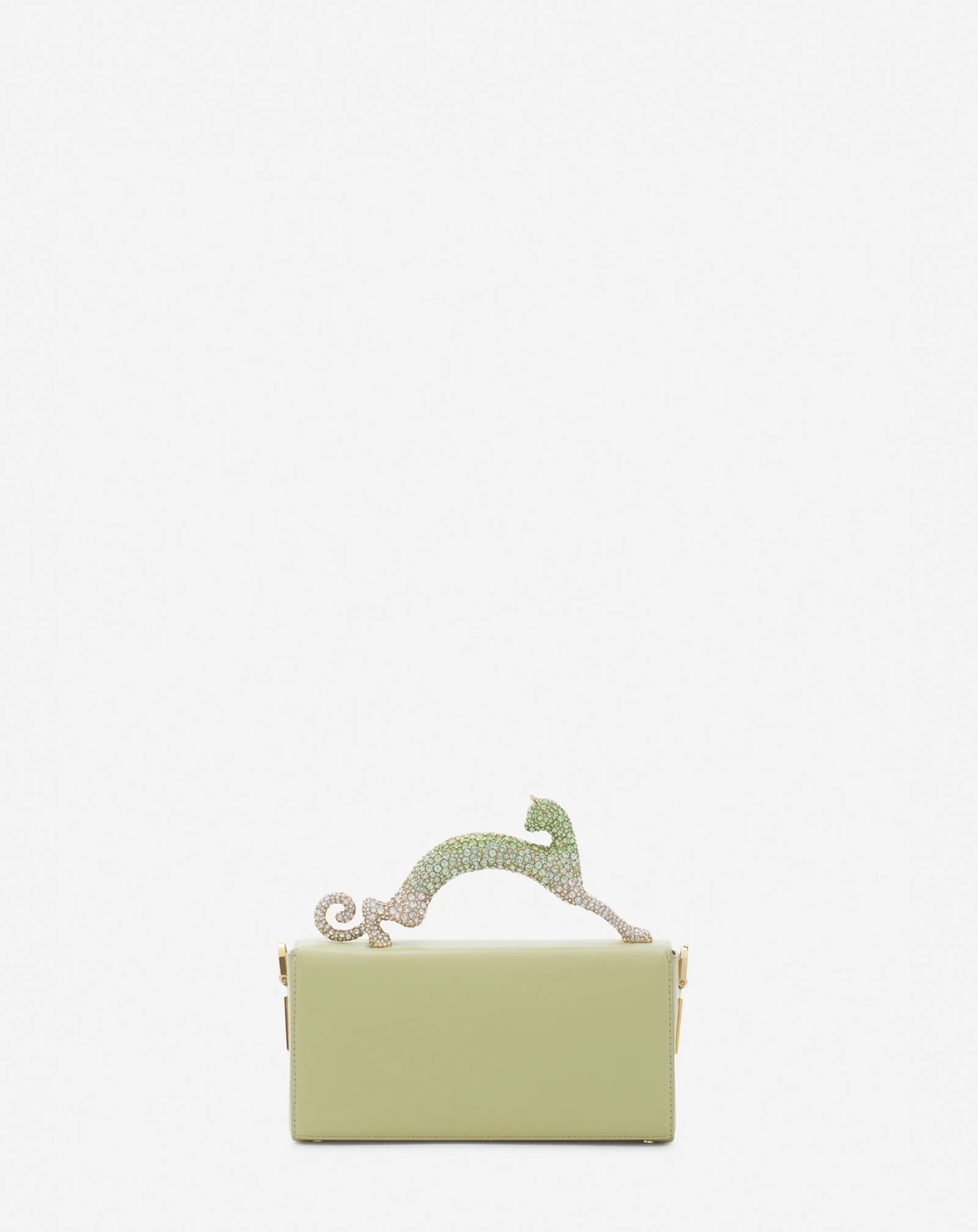 Nano pencil cat bag in leather and rhinestones