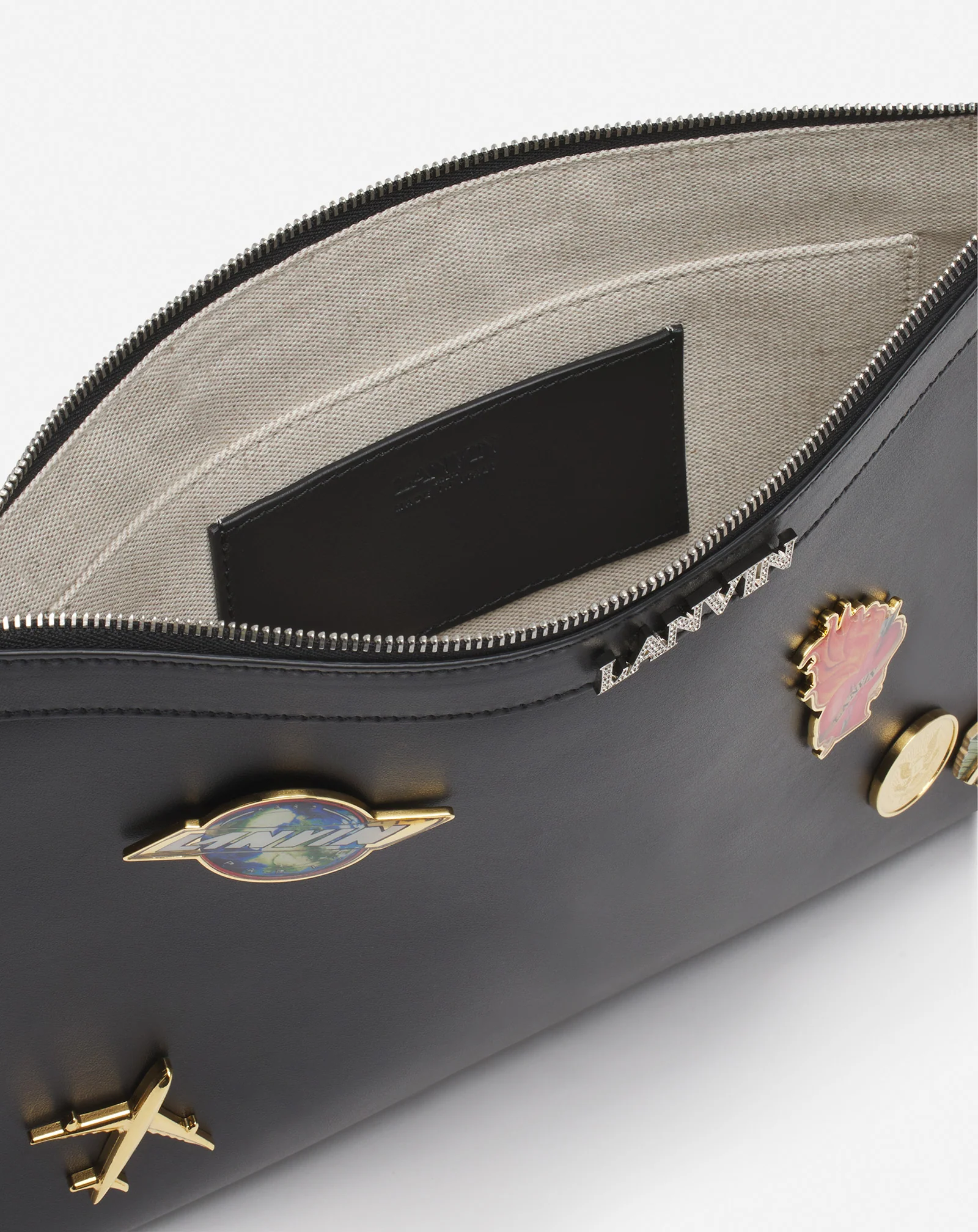 Lanvin x future leather clutch with pins