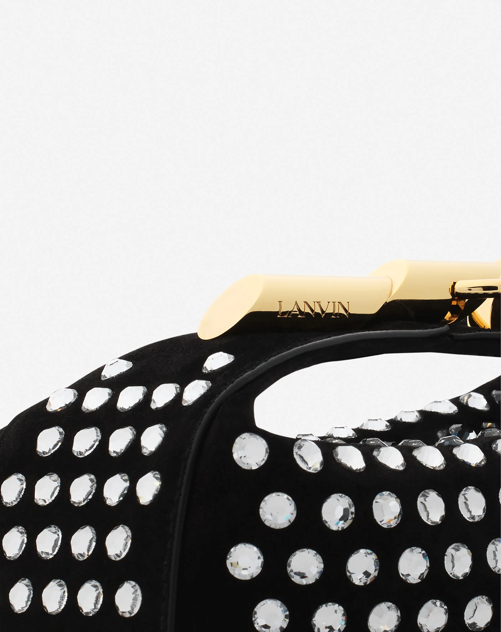 Haute séquence leather clutch bag with rhinestones