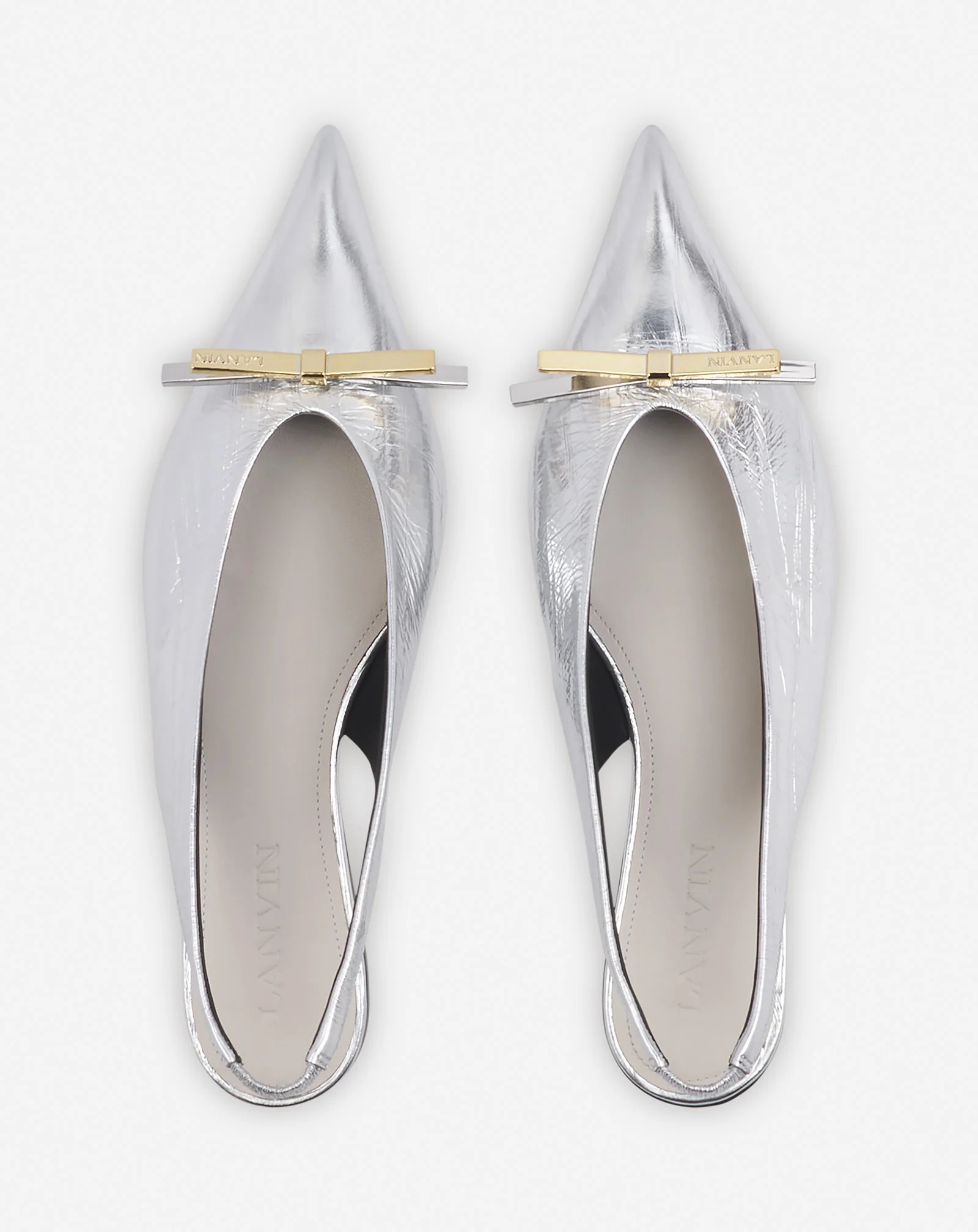 Lanvin bow slingback in metallic leather