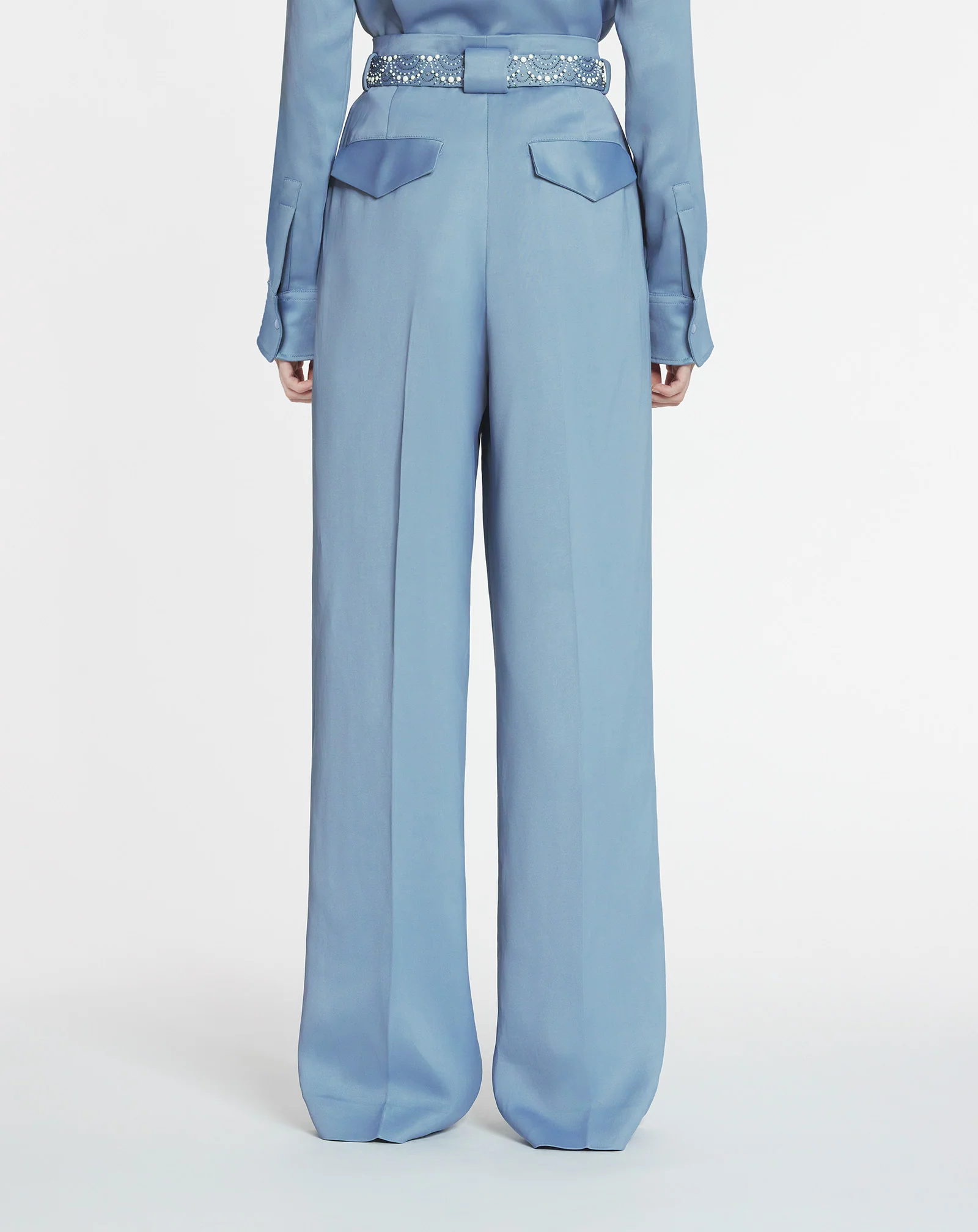 Embroidered wide-leg pants