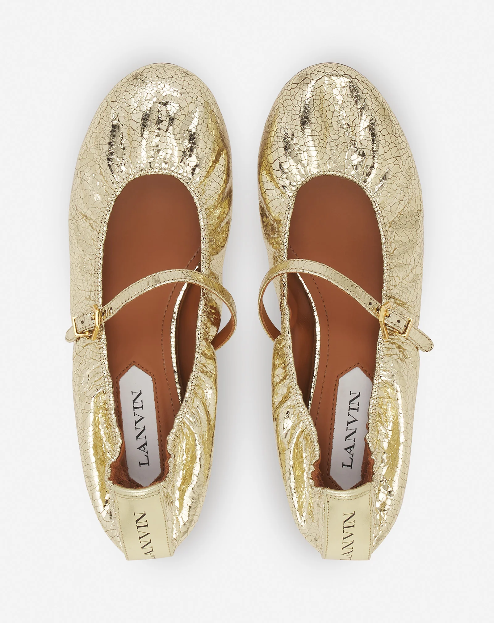 The ballerina mary jane in crackled metallic leather