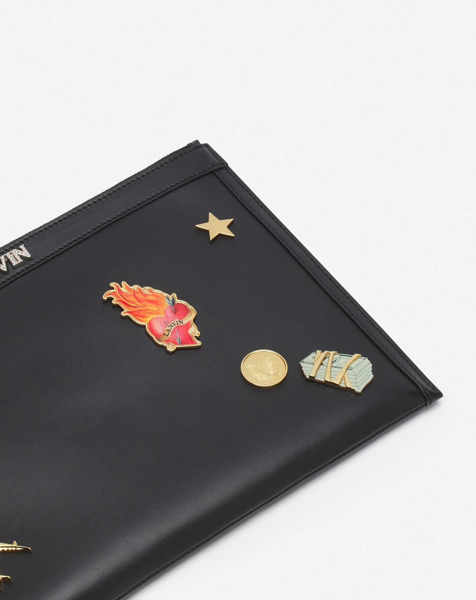 Lanvin x future leather clutch with pins