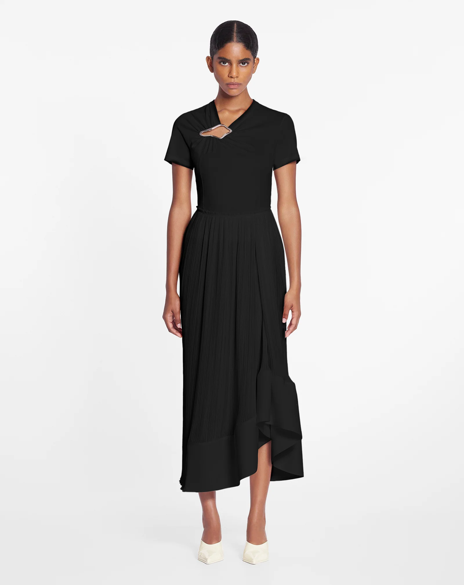 Pleated midi skirt