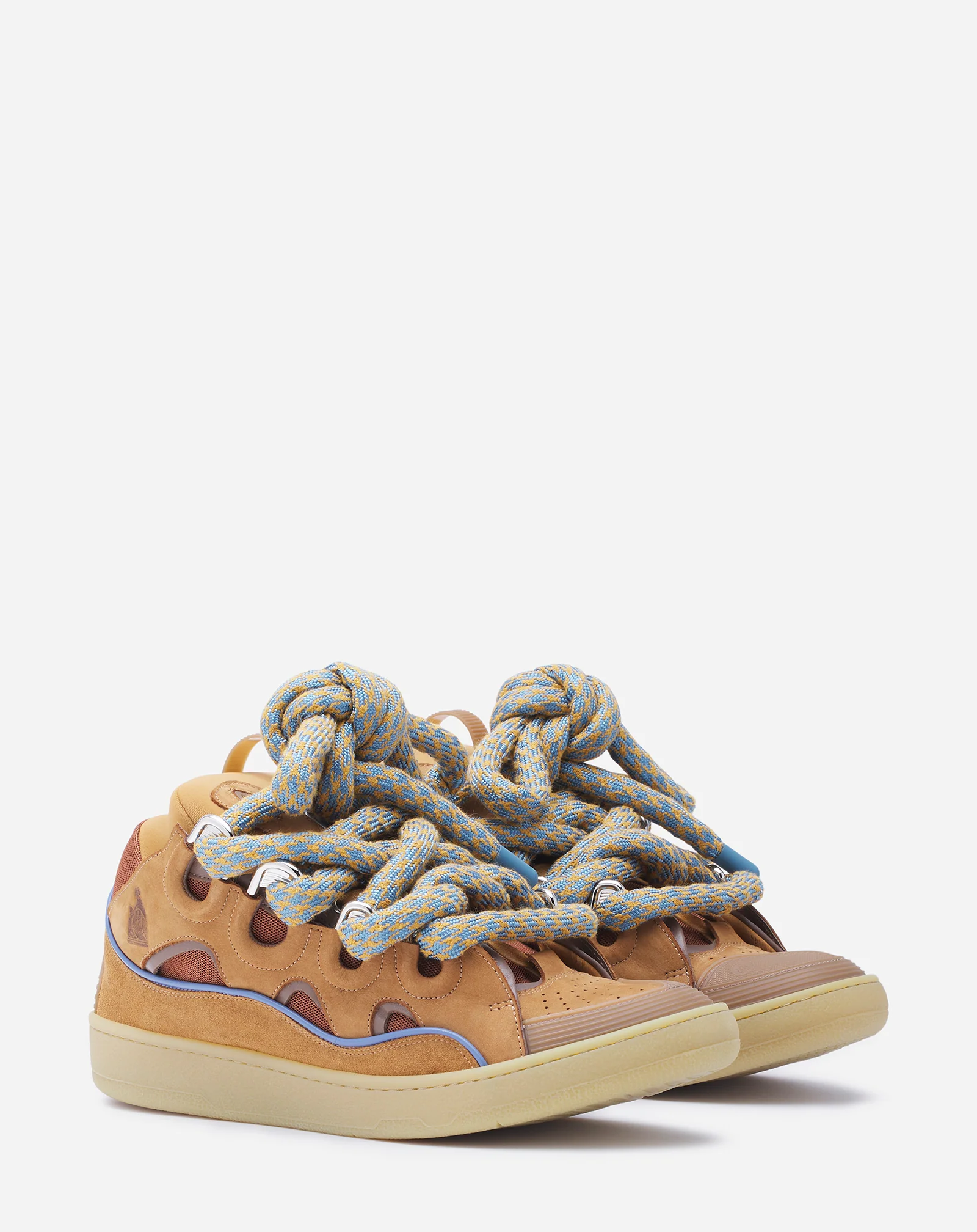 Curb sneakers in leather with snake laces