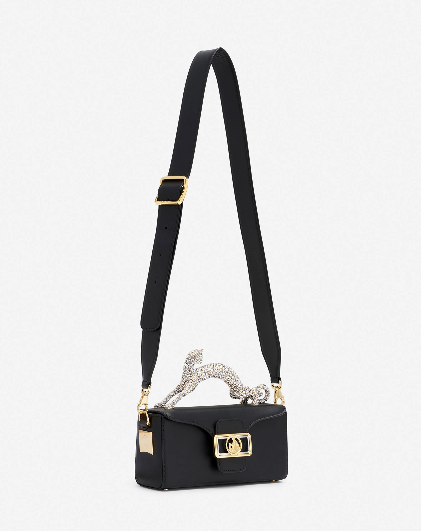 Nano pencil cat leather and rhinestone bag
