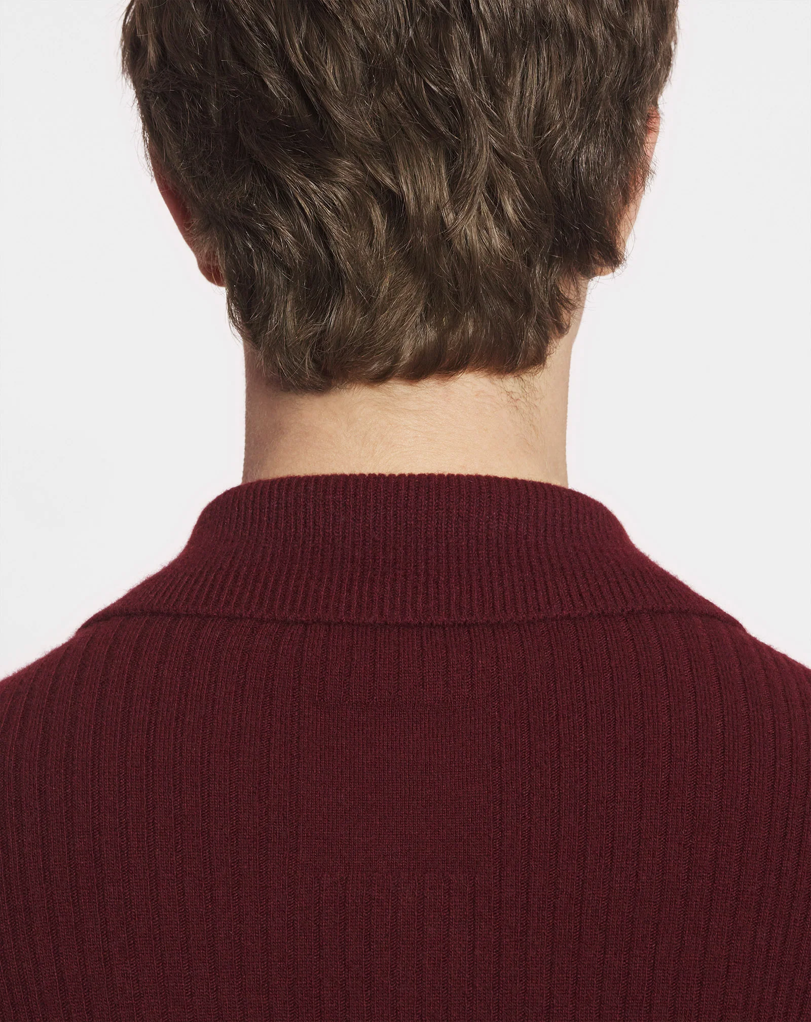 Polo-neck ribbed cardigan