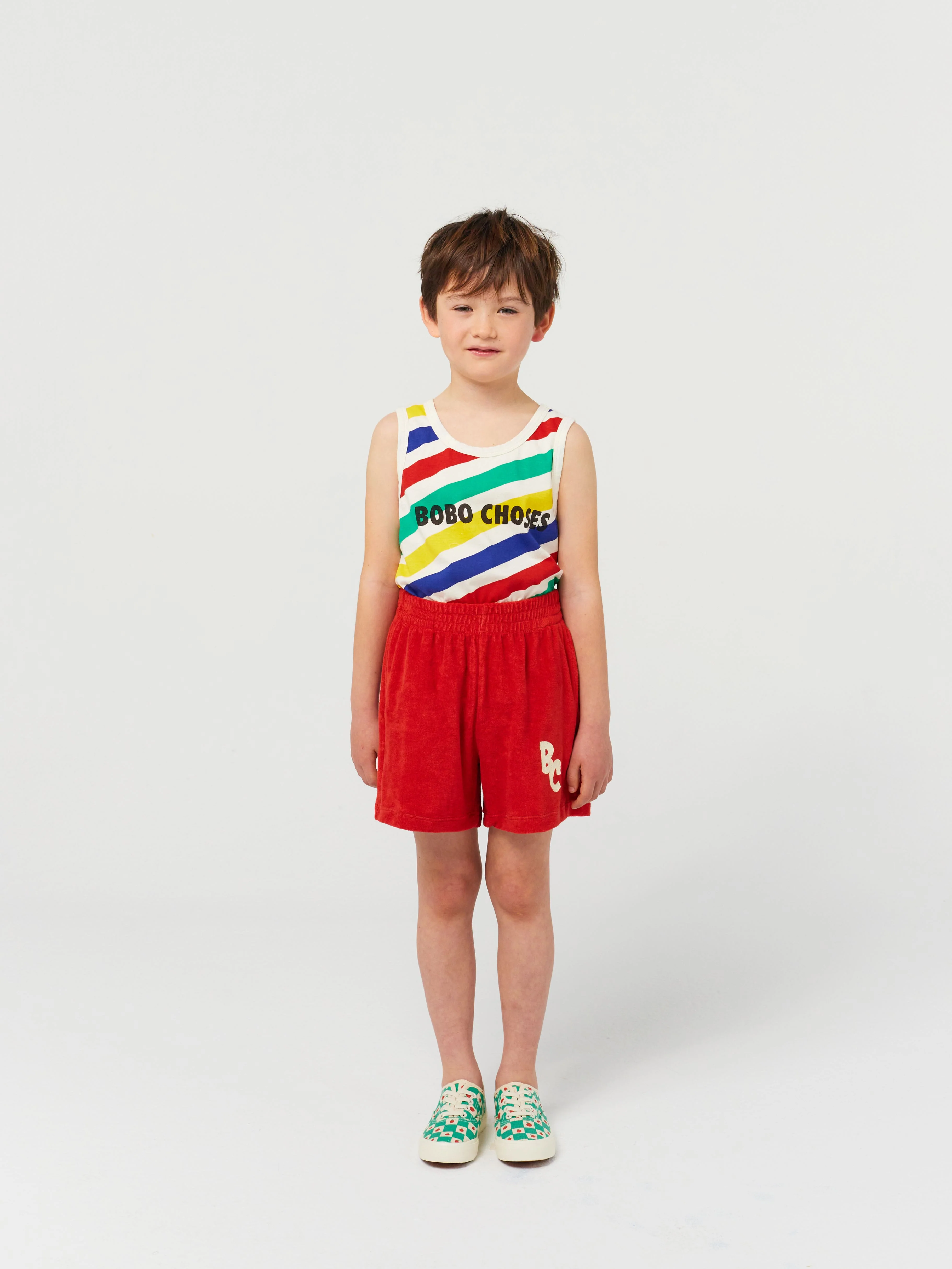 BC color block terry bermuda