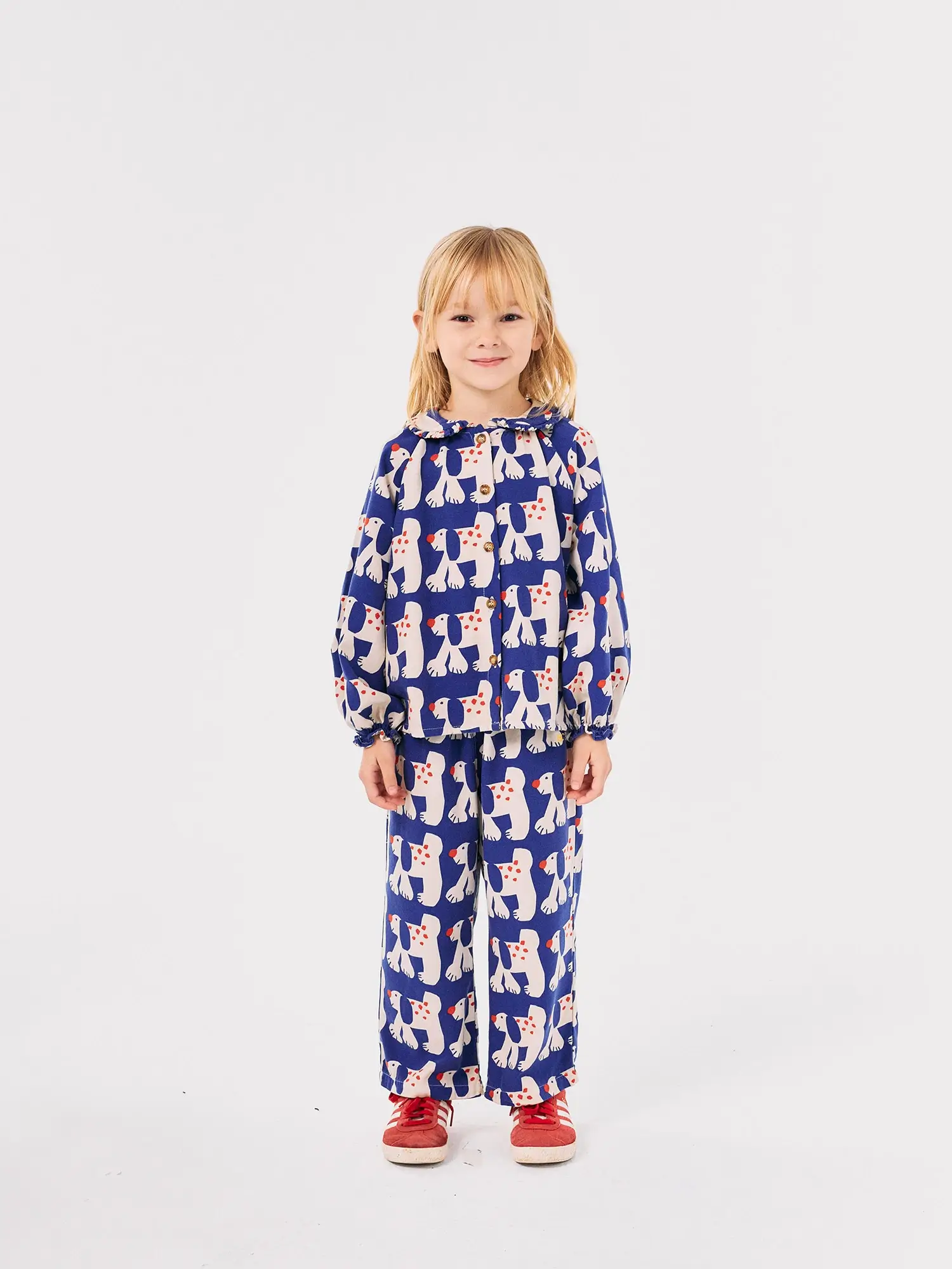 Fairy Dog all over ranglan sleeve woven blouse