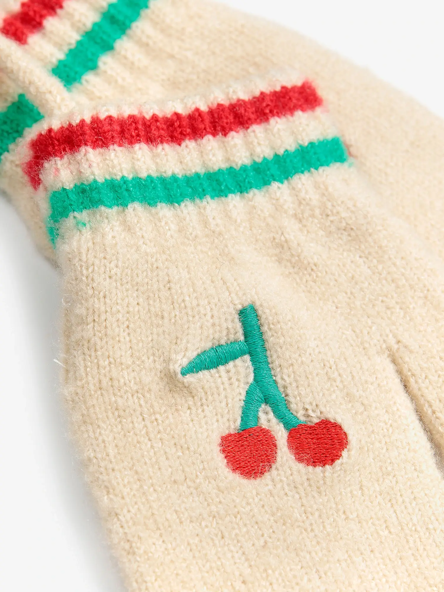 Cherry knitted mittens