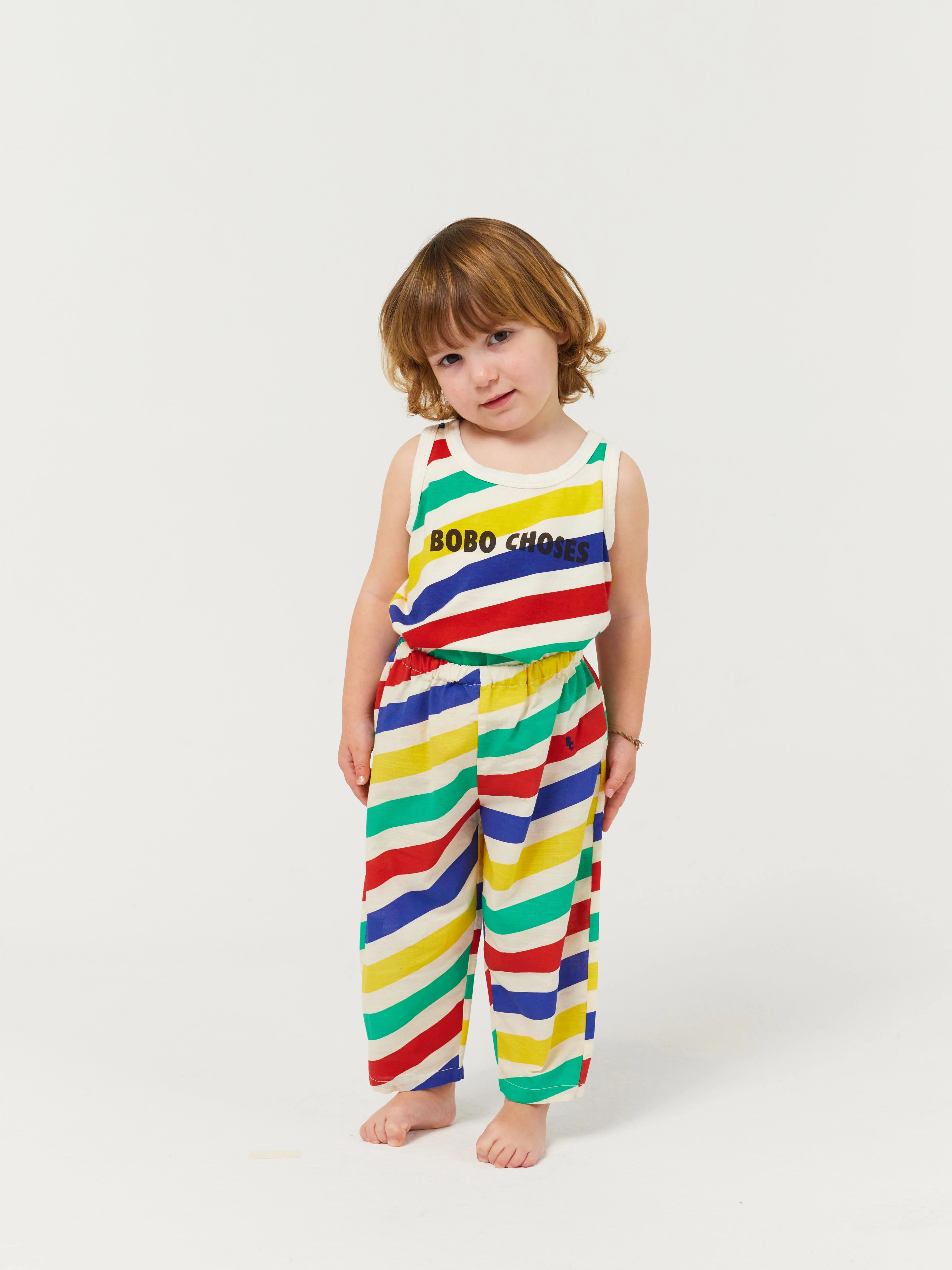 Happy stripes all over baggy trousers