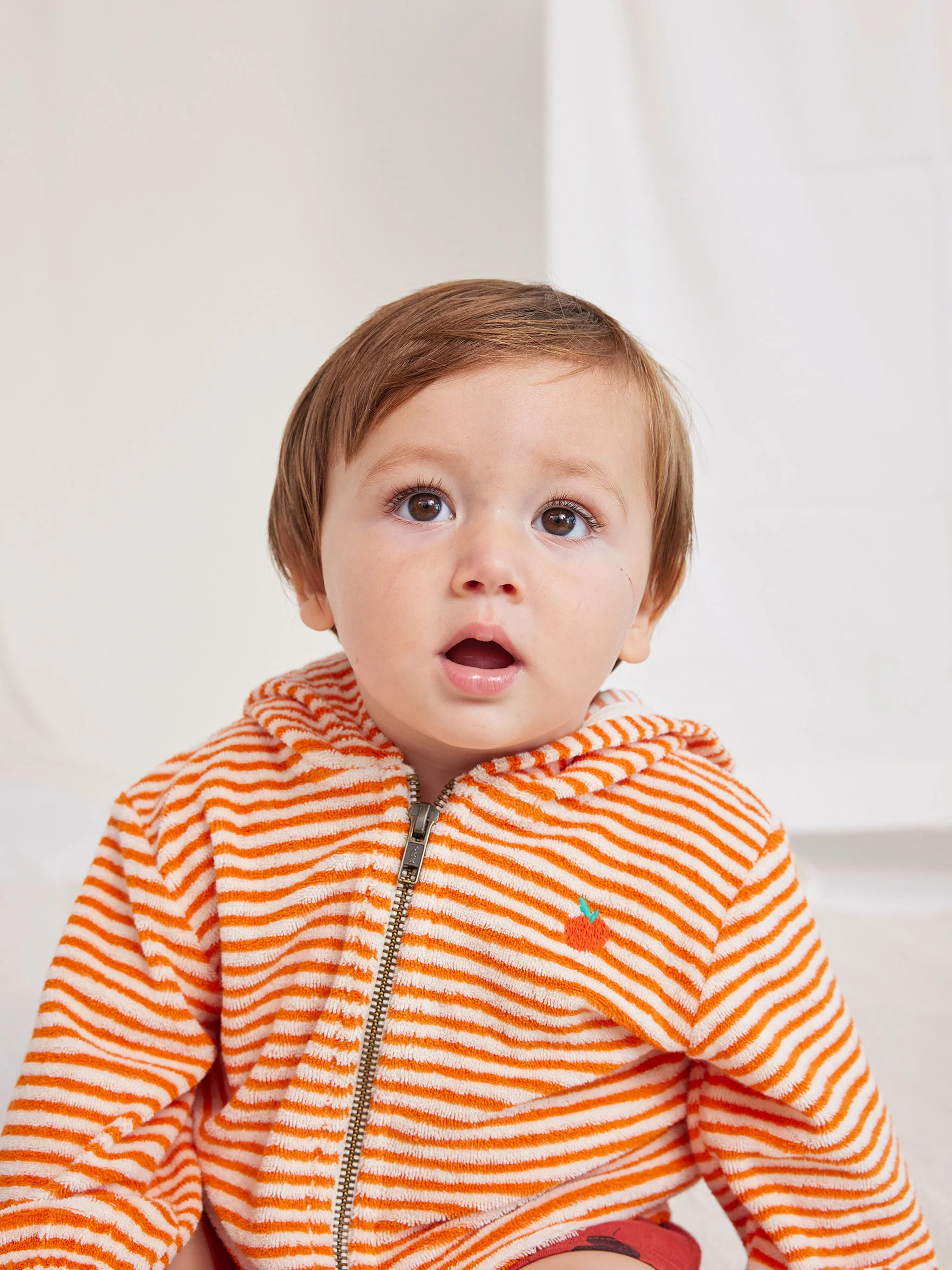 Orange Stripes terry zipped hoodie