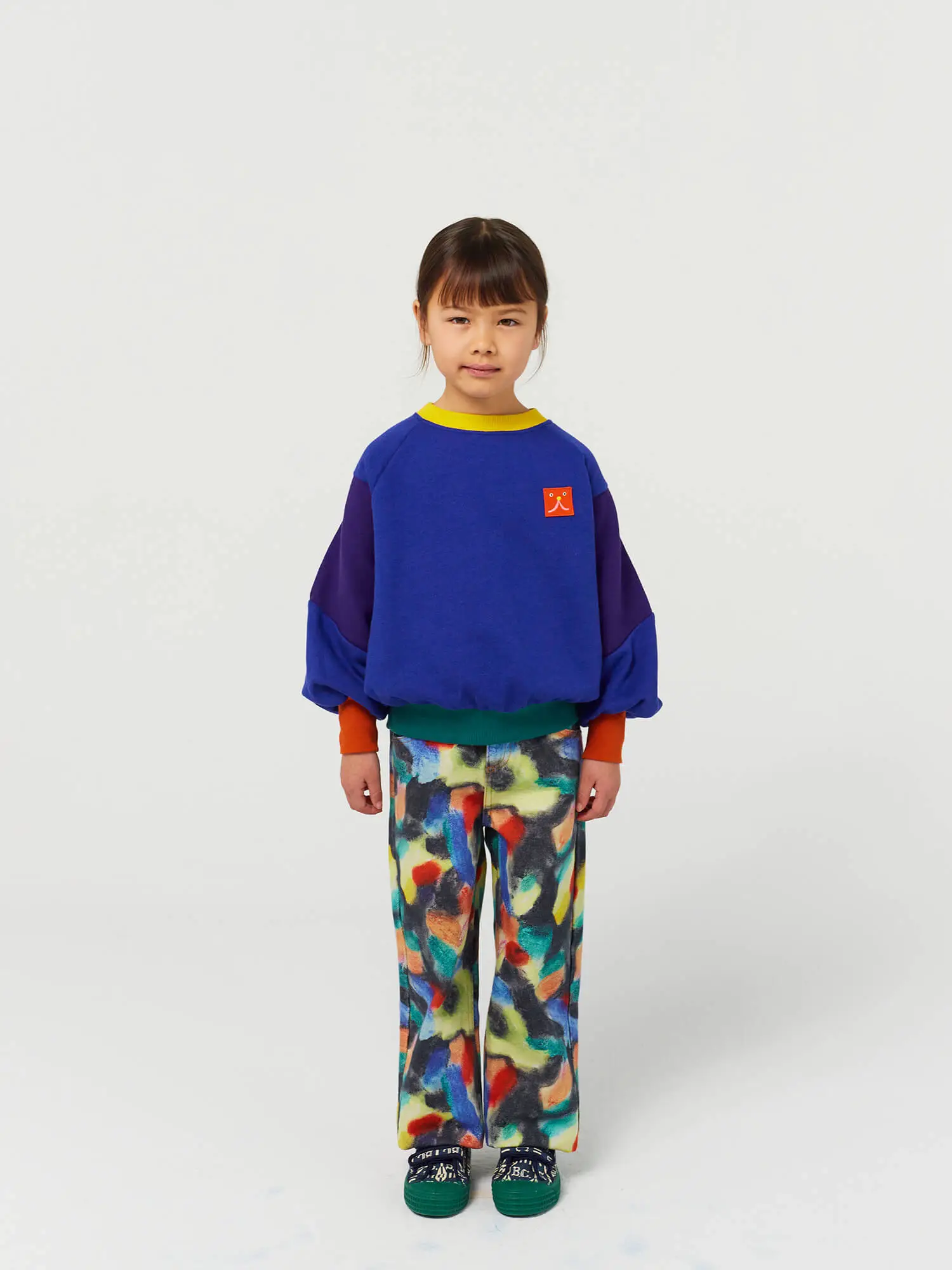 Funny Face patch ranglan sleeve sweatshirt