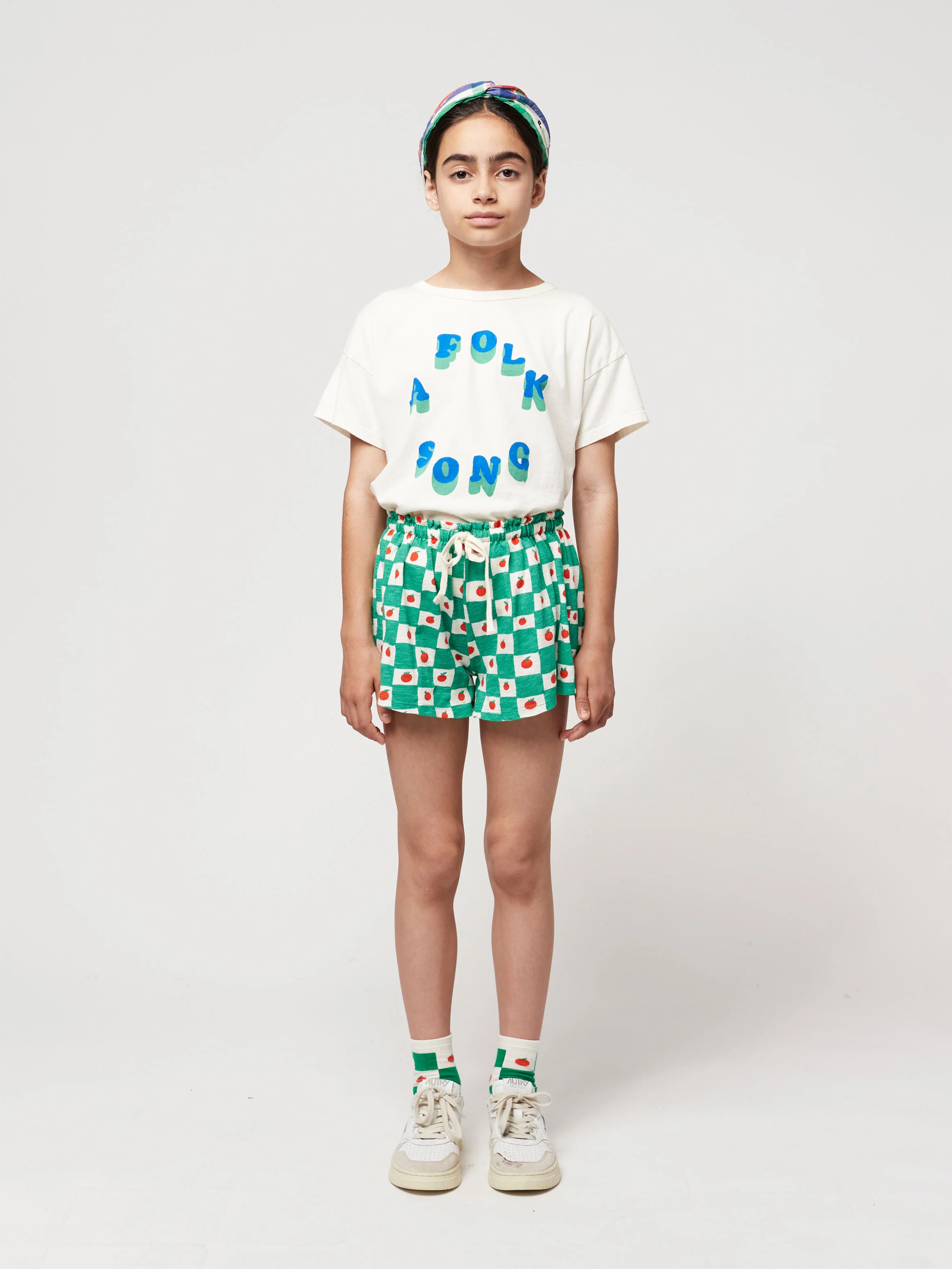 Tomato all over ruffle shorts