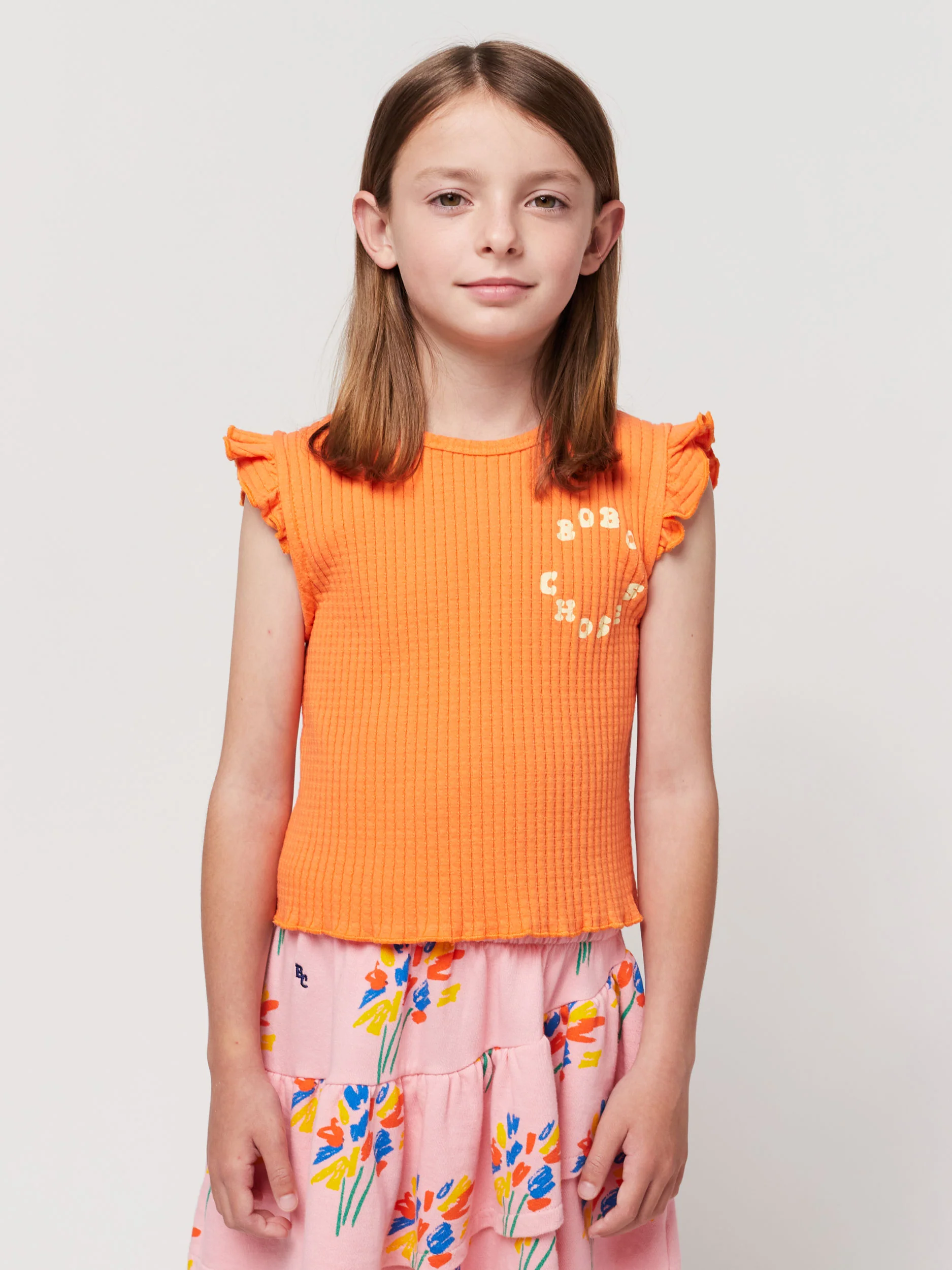 Orange ruffled tank top