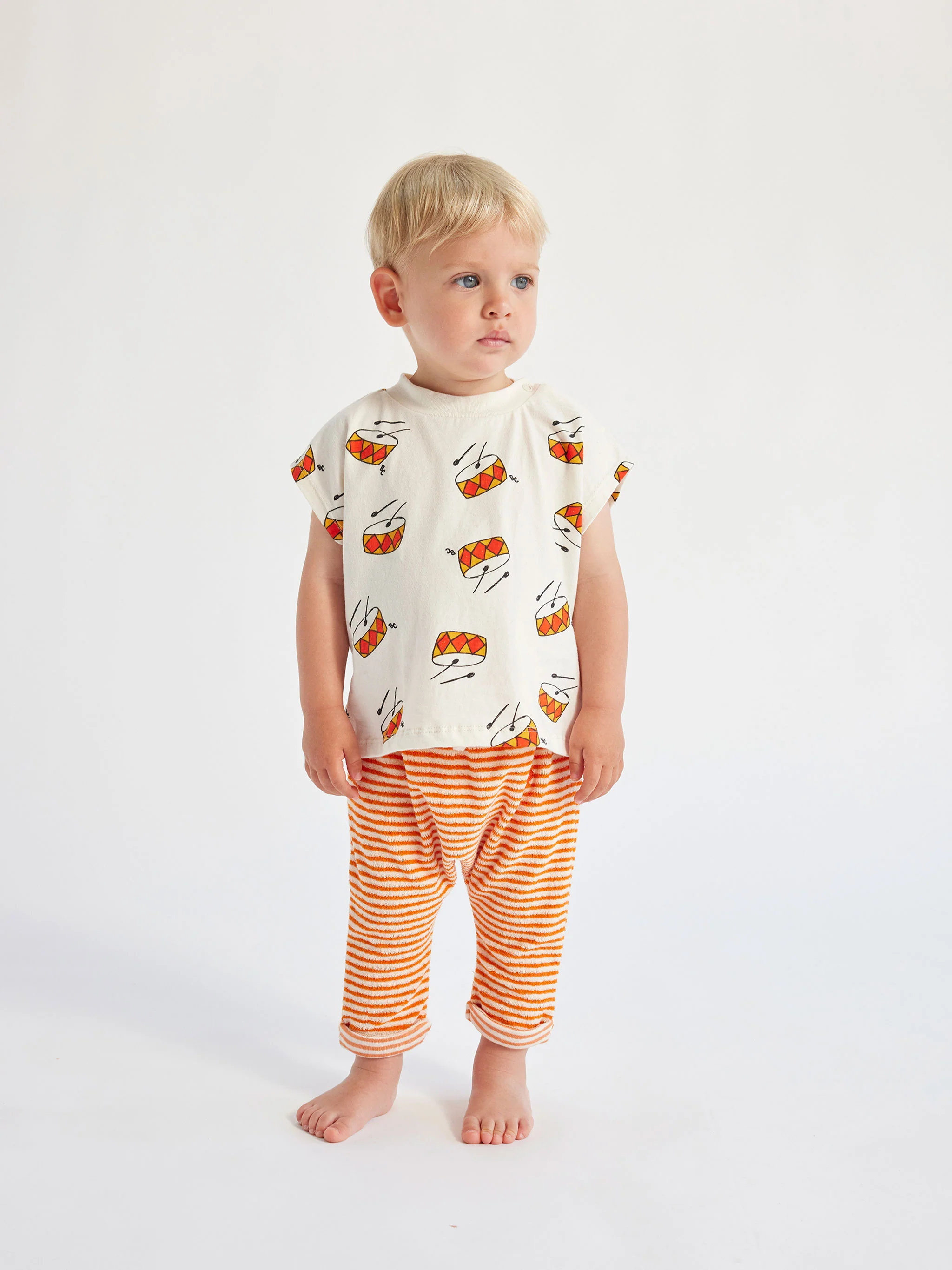 Orange Stripes terry harem pants