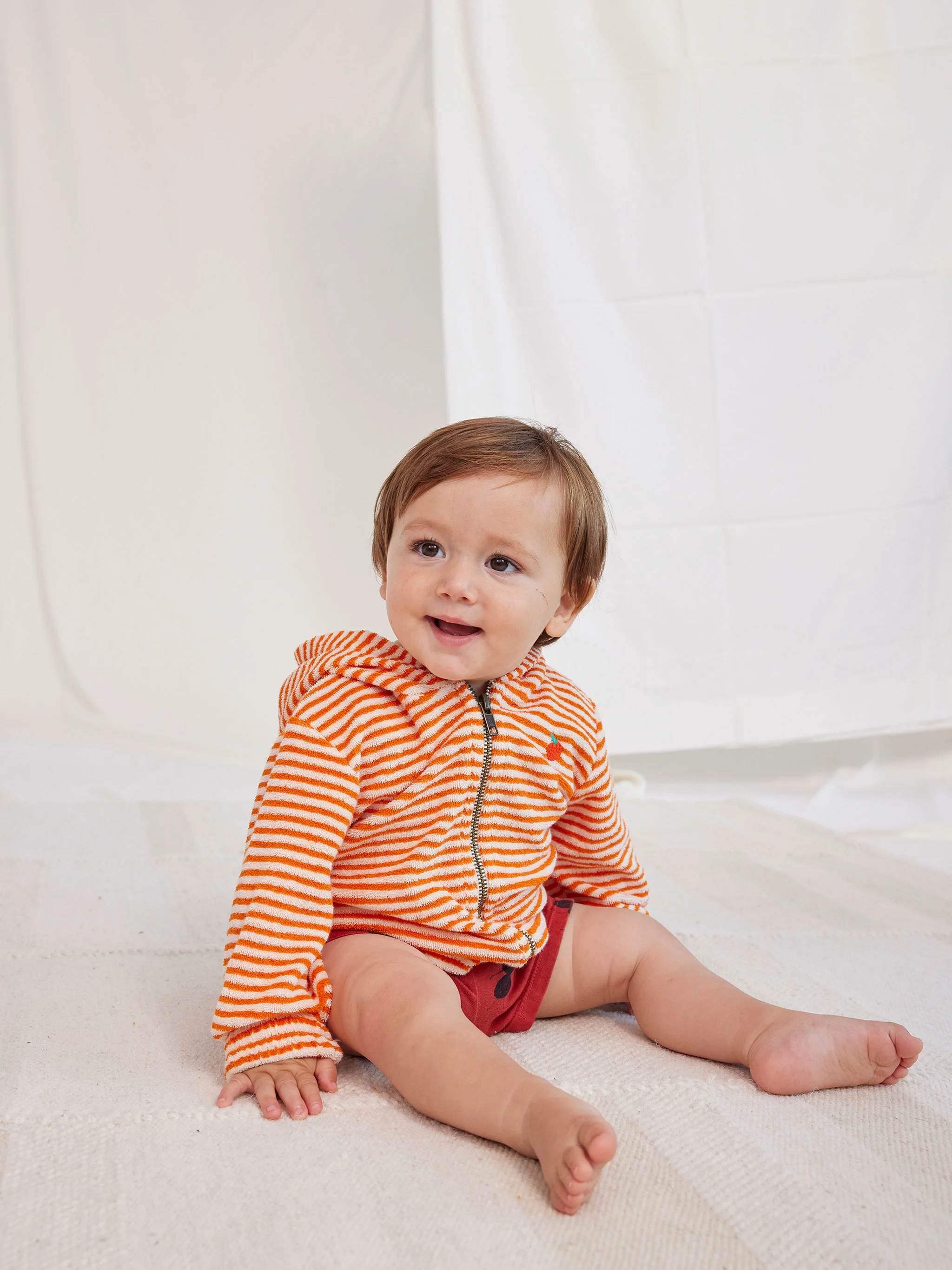 Orange Stripes terry zipped hoodie