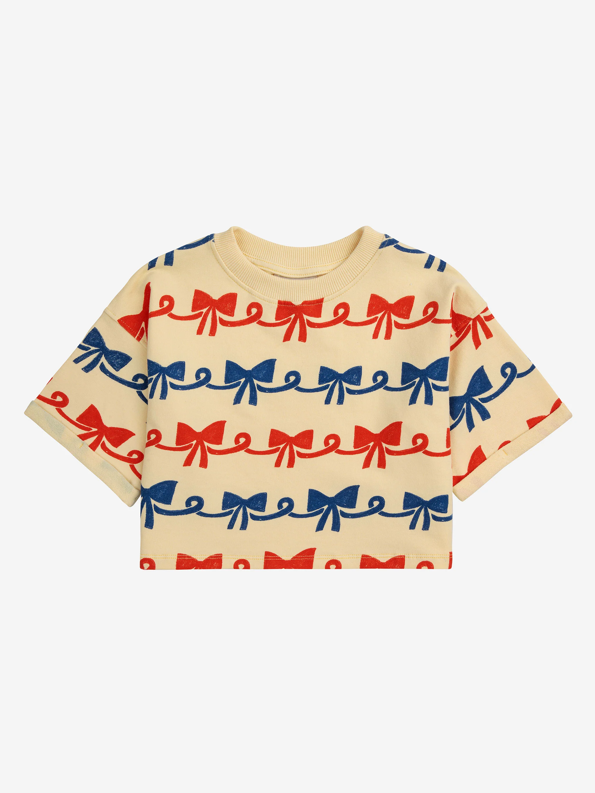 Ribbon Bow all over short sleeve sweatshirt