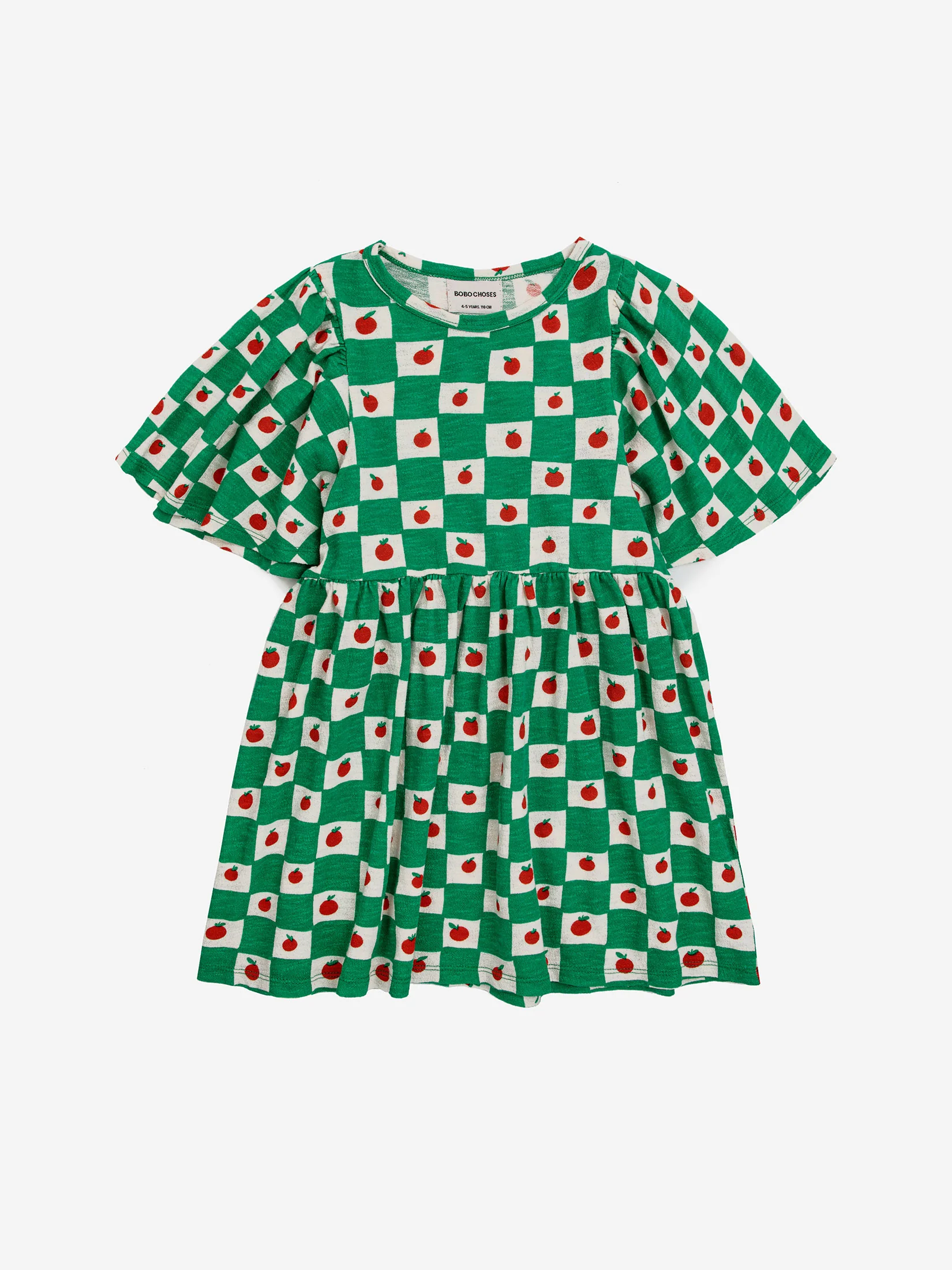 Tomato all over ruffle sleeves dress