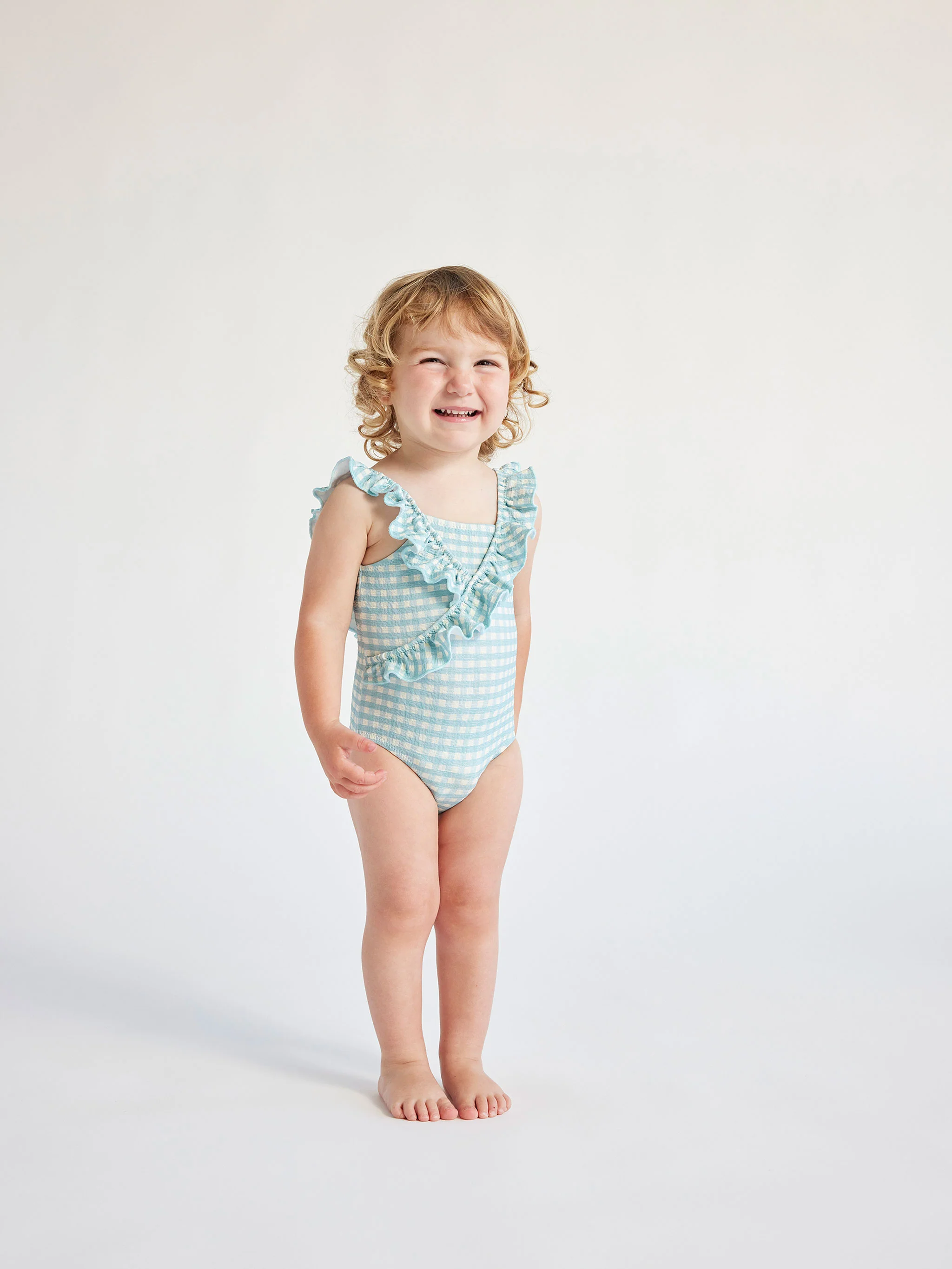 Vichy ruffle swimsuit