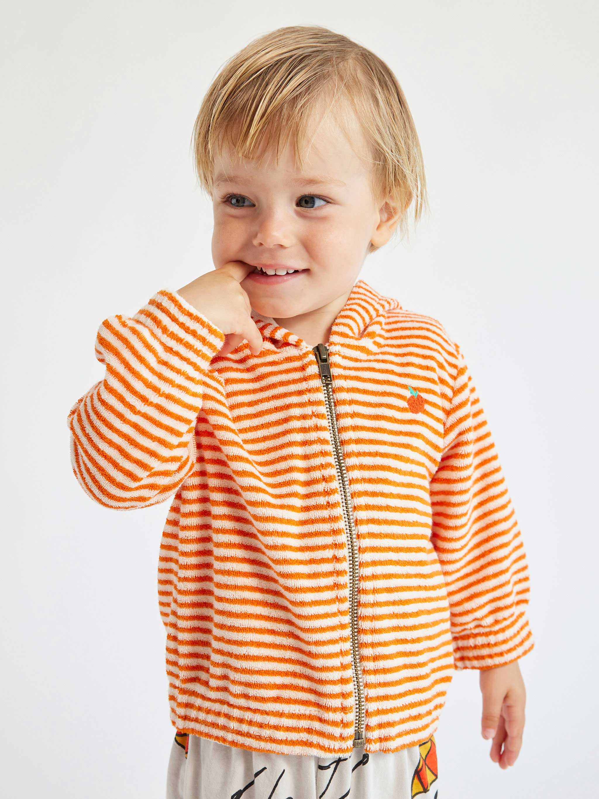 Orange Stripes terry zipped hoodie
