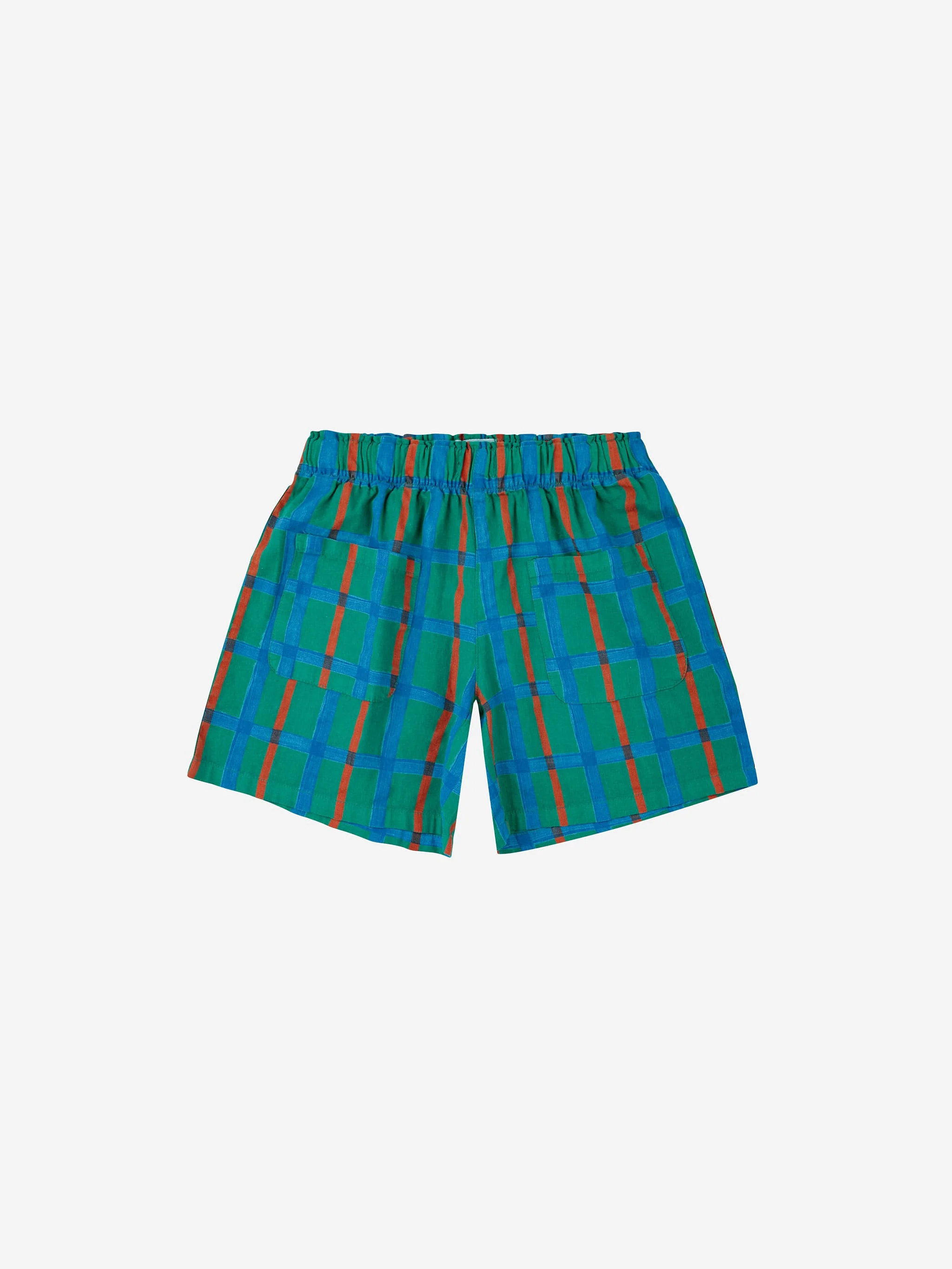 Green check all over woven bermuda