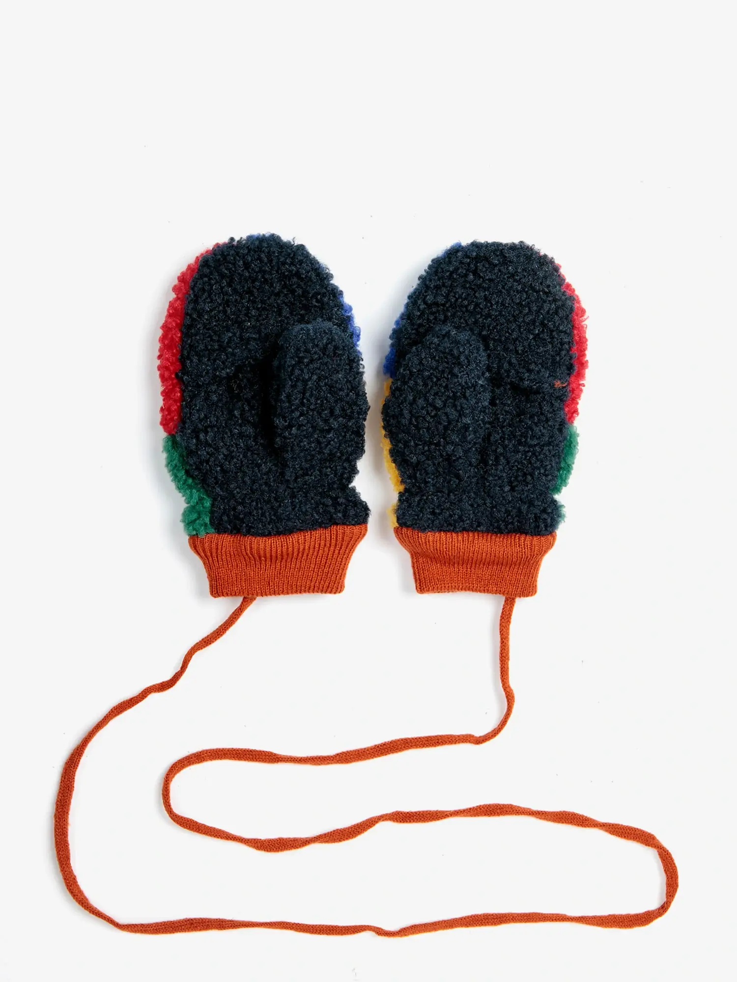 Color Block sheepskin mittens