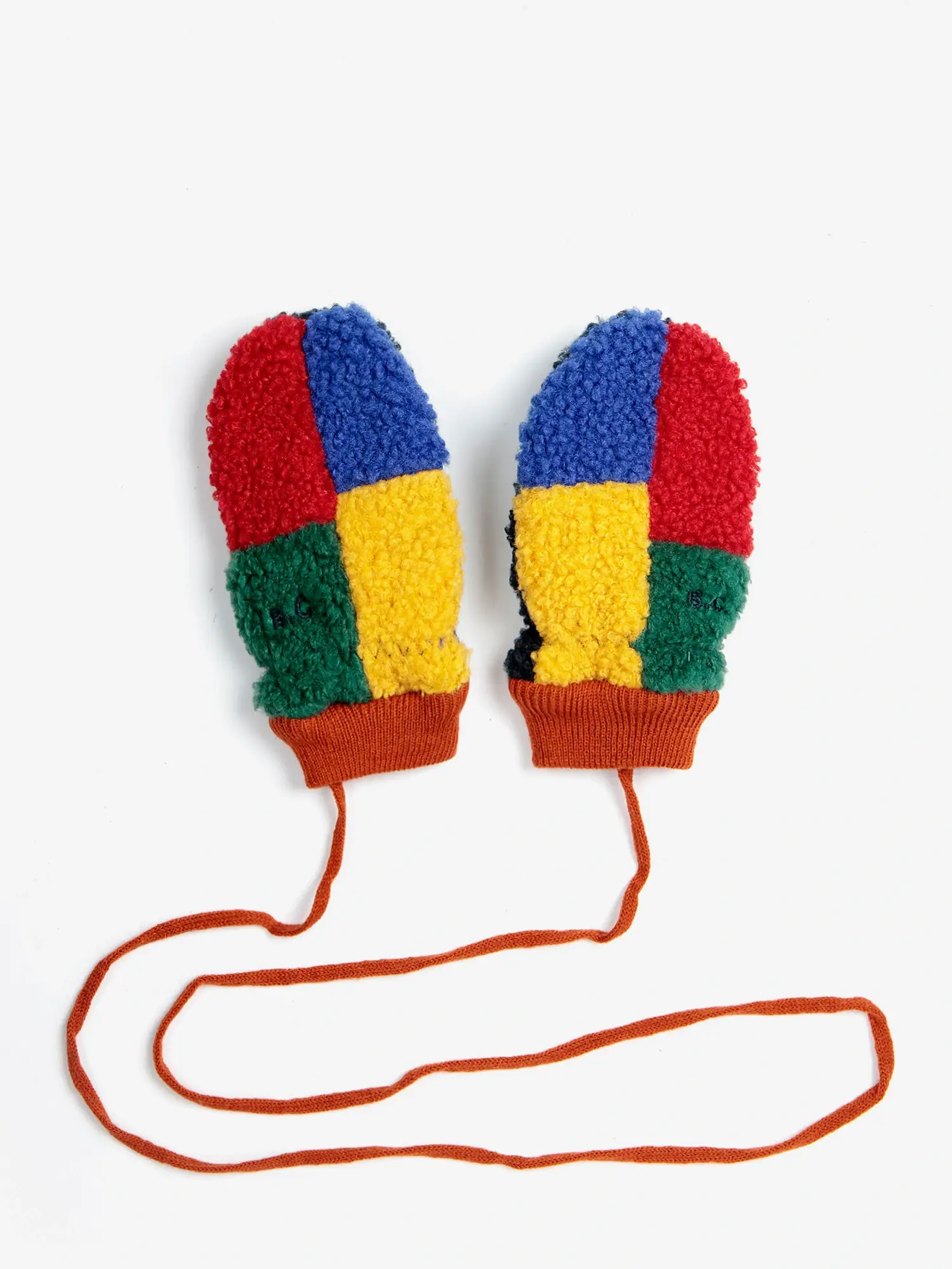 Color Block sheepskin mittens