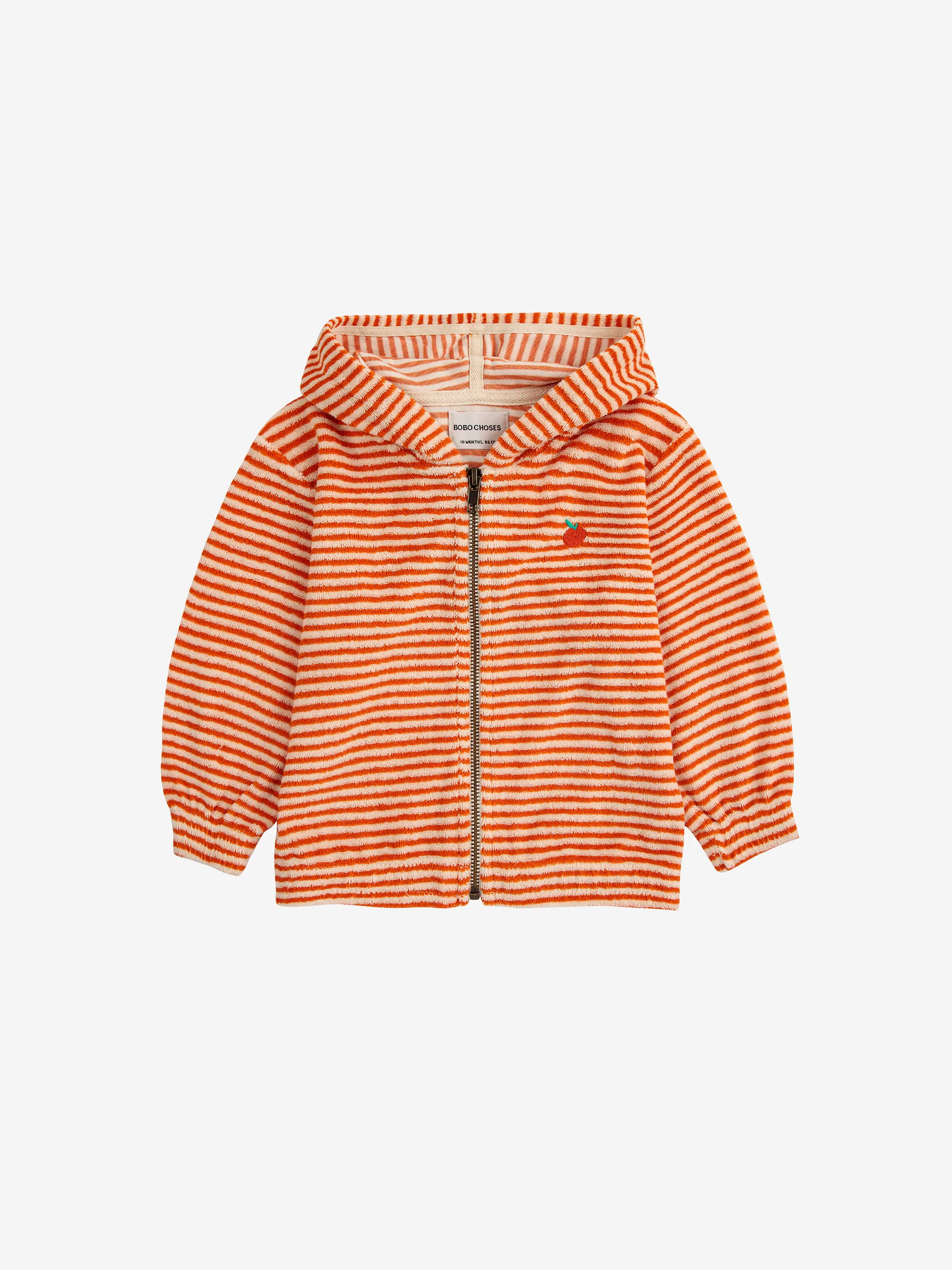 Orange Stripes terry zipped hoodie