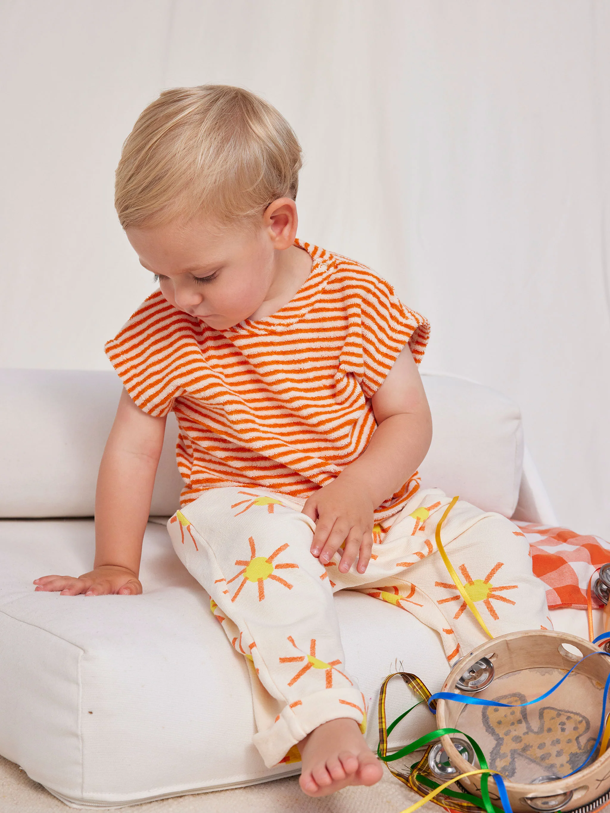Orange Stripes terry t-shirt