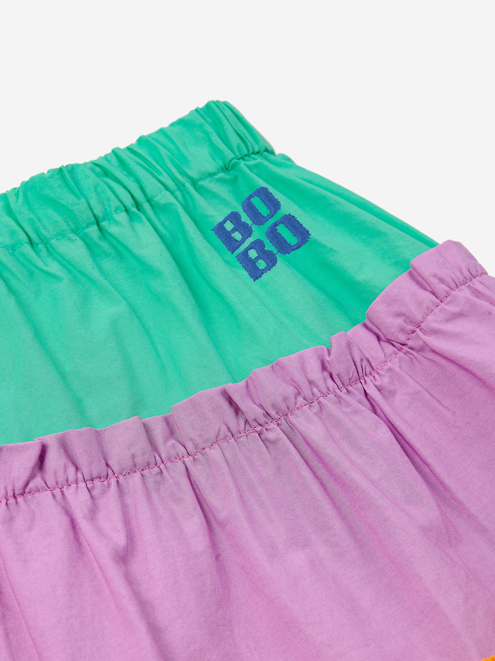 Multicolor panel cotton-poplin midi skirt