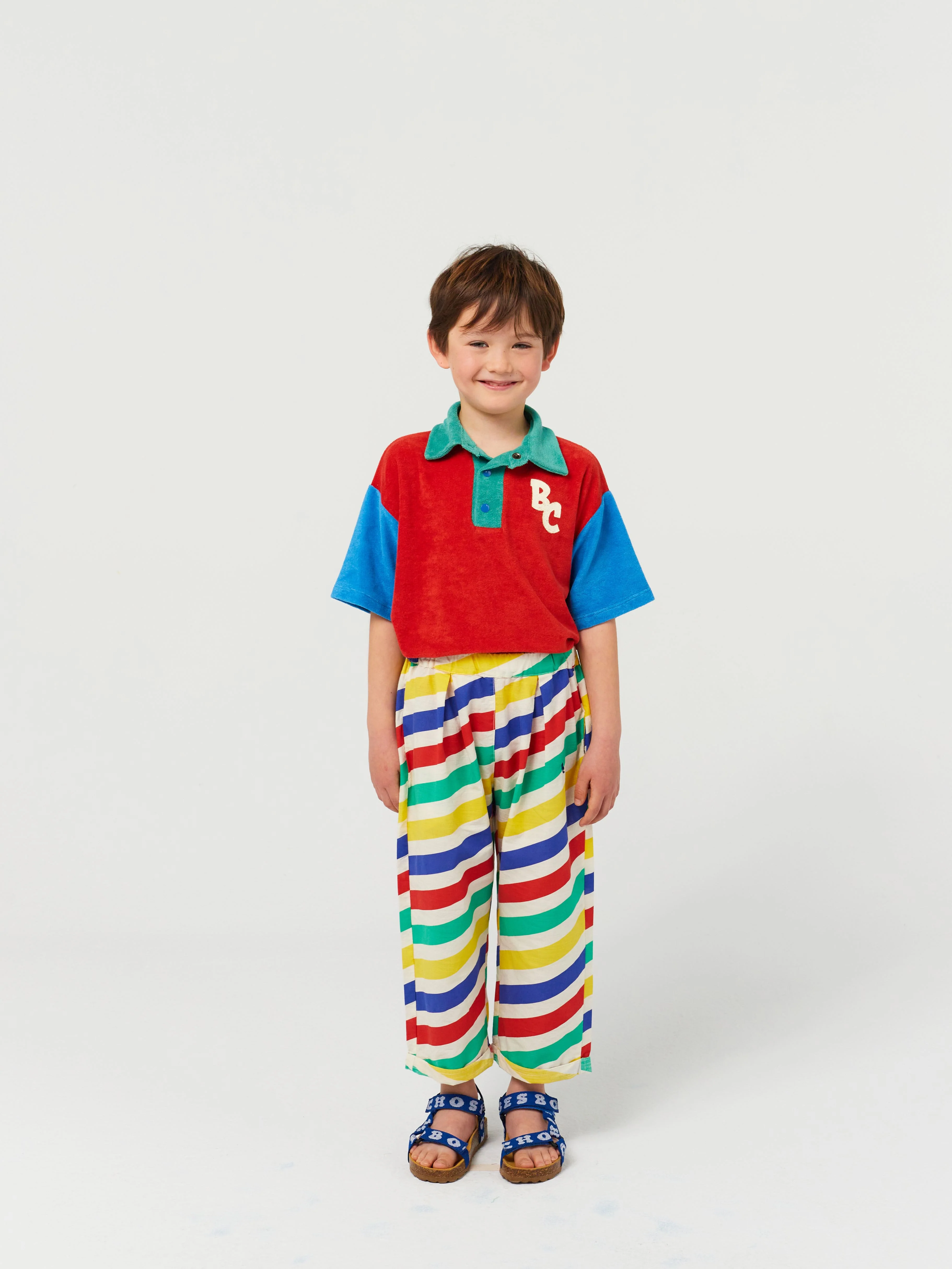 Happy stripes all over baggy trousers