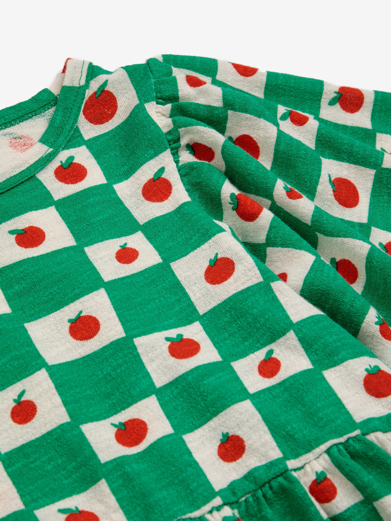 Tomato all over ruffle sleeves dress