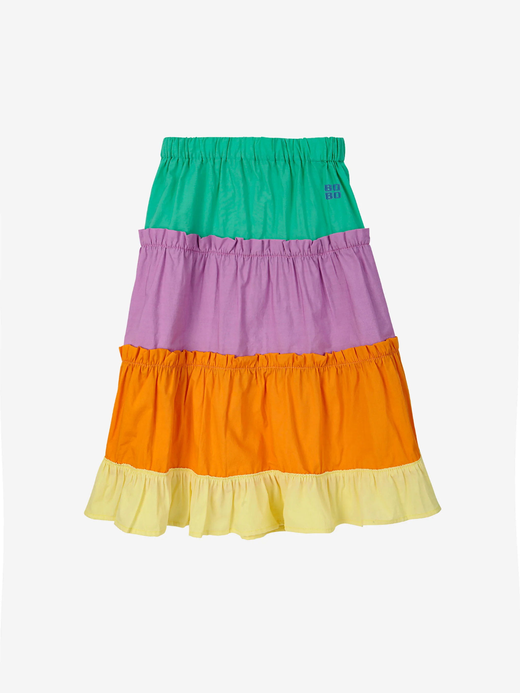 Multicolor panel cotton-poplin midi skirt