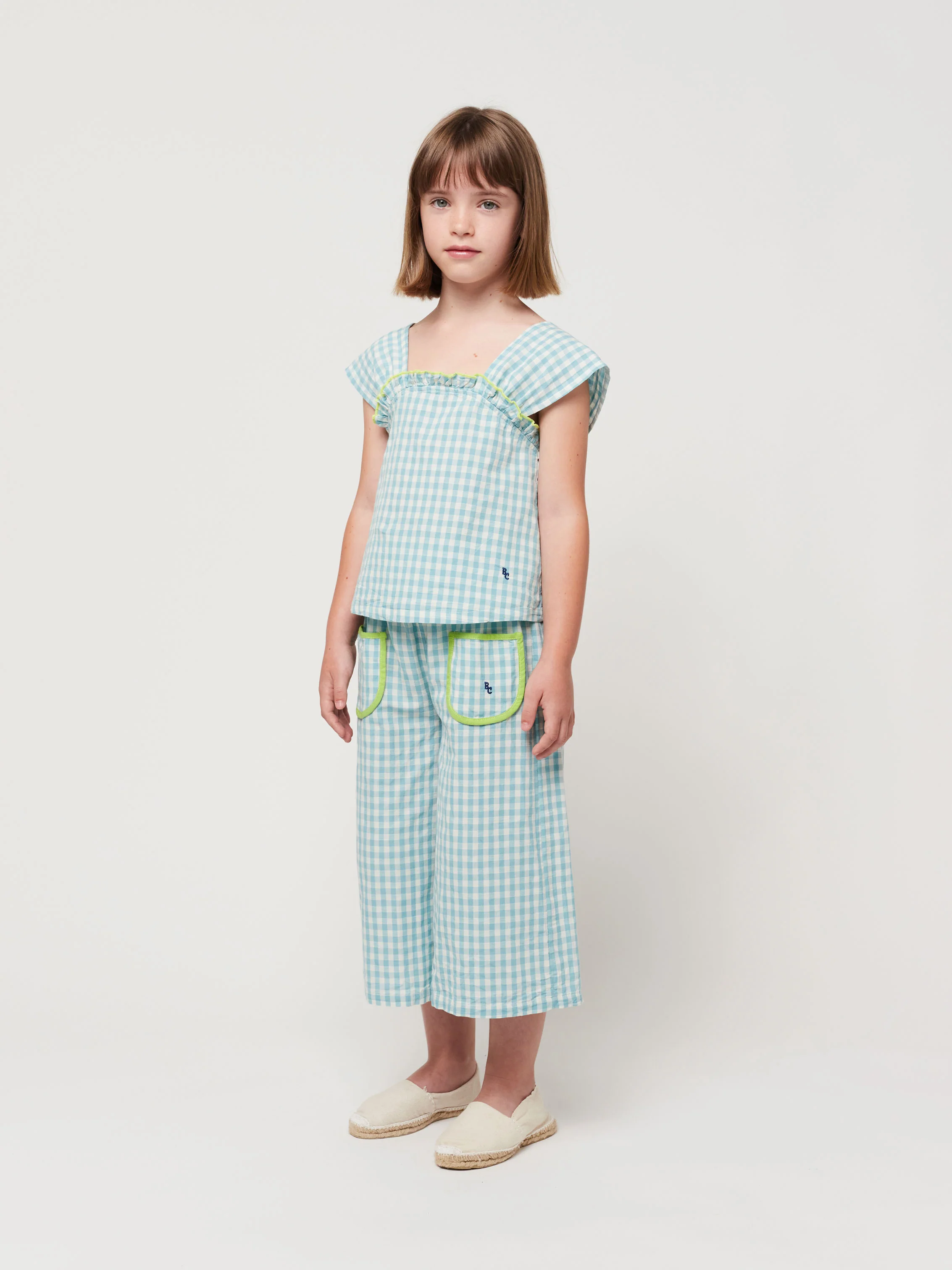 Vichy woven culotte pants