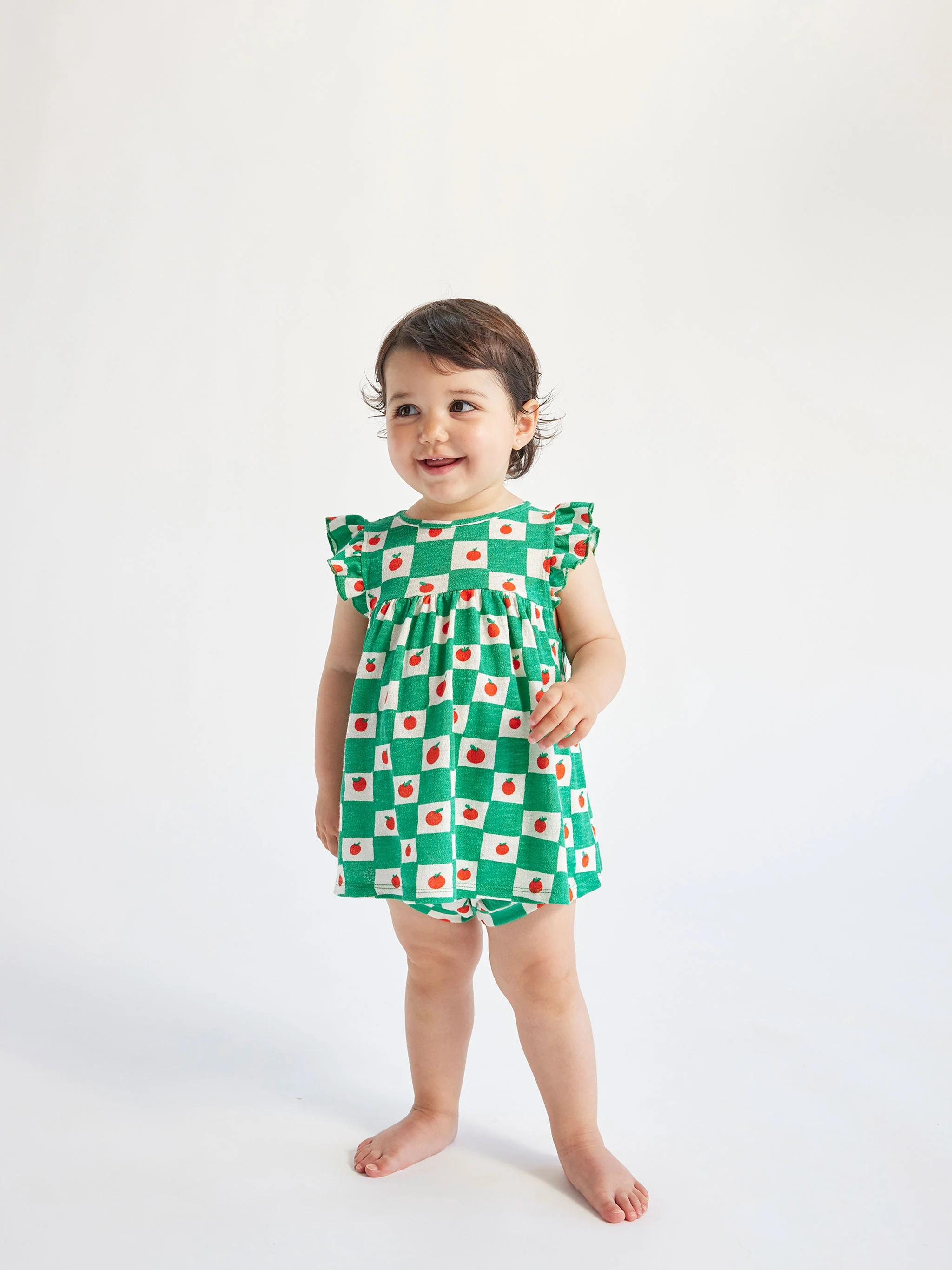 Tomato all over ruffle dress