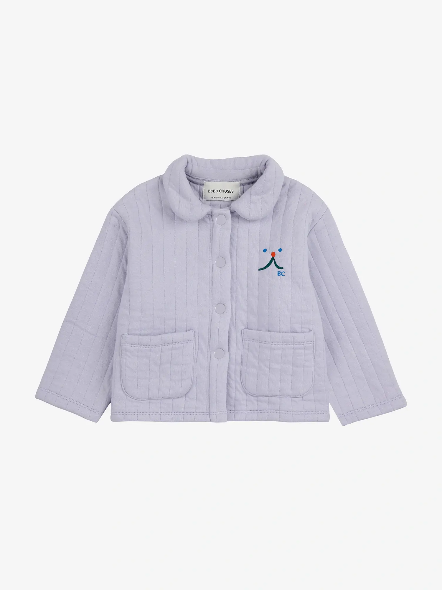 Funny face quilted buttoned sweatshirt