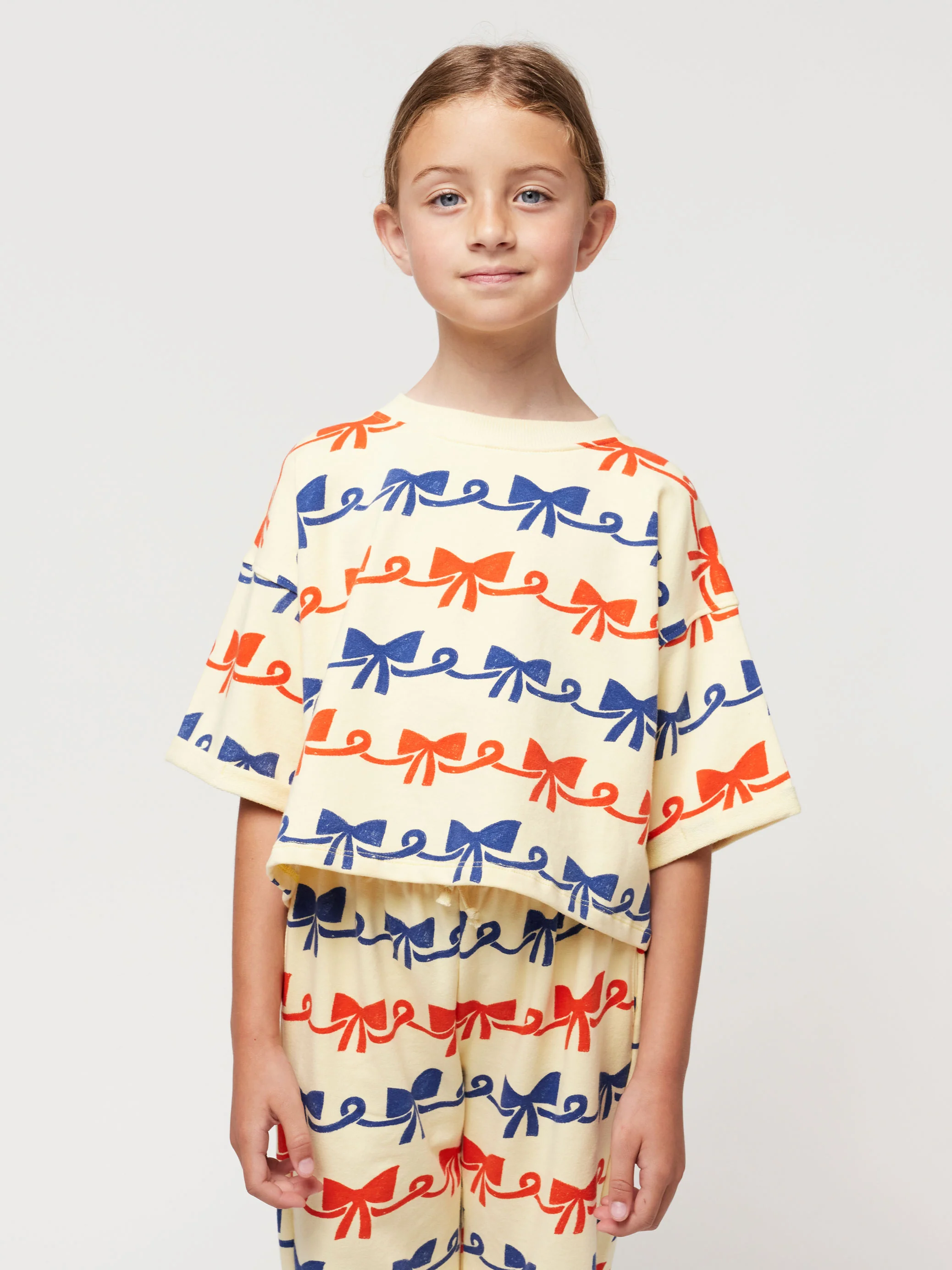 Ribbon Bow all over short sleeve sweatshirt