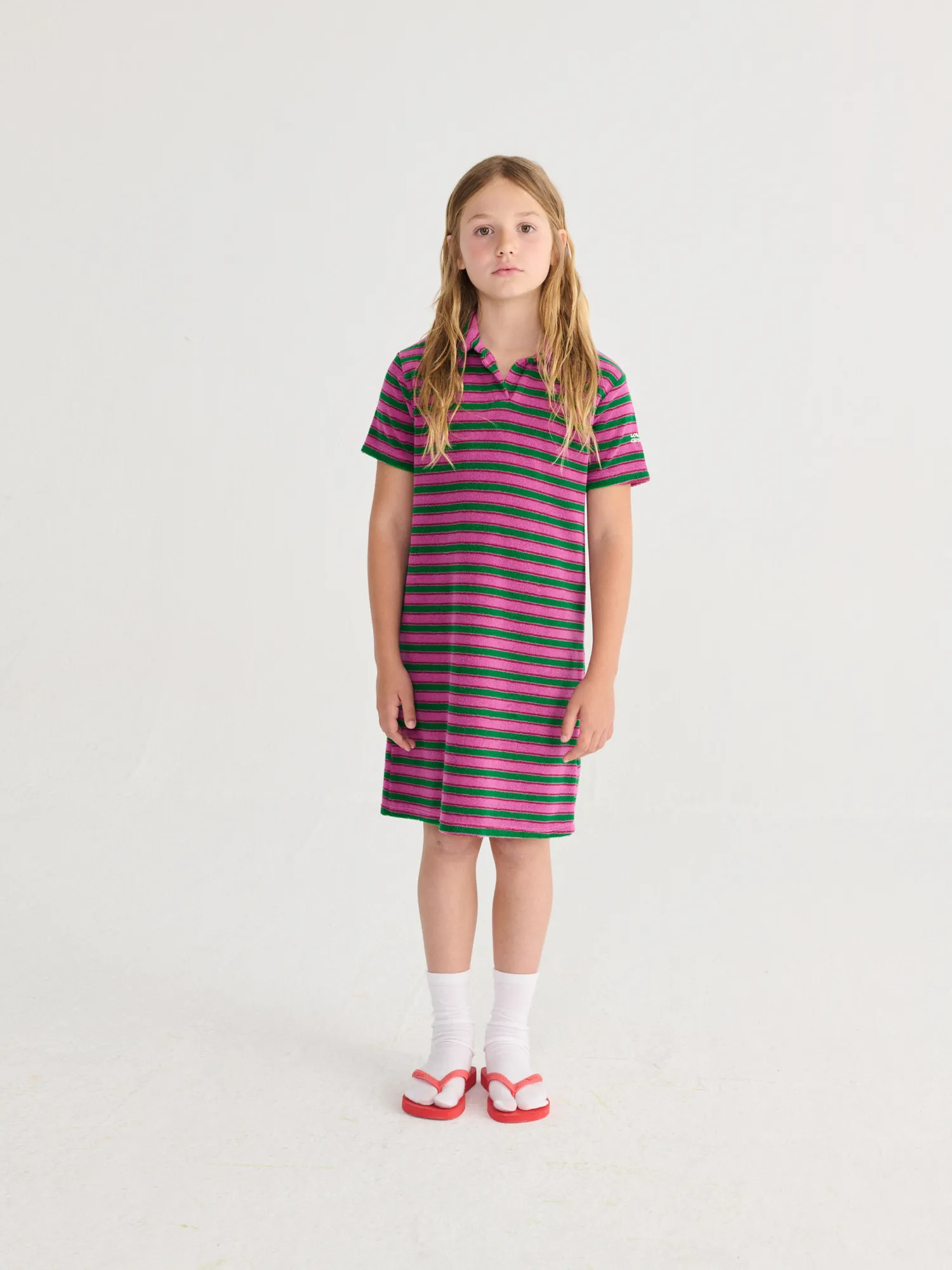 Striped terry cloth polo dress
