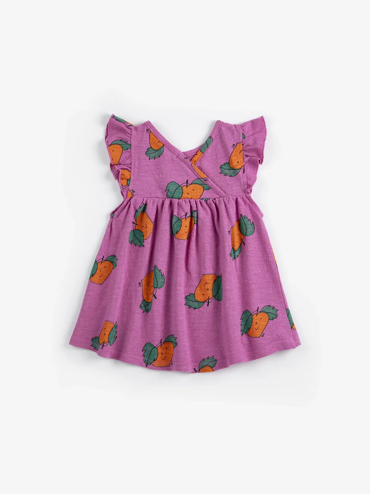 Tangerine all over ruffled dress