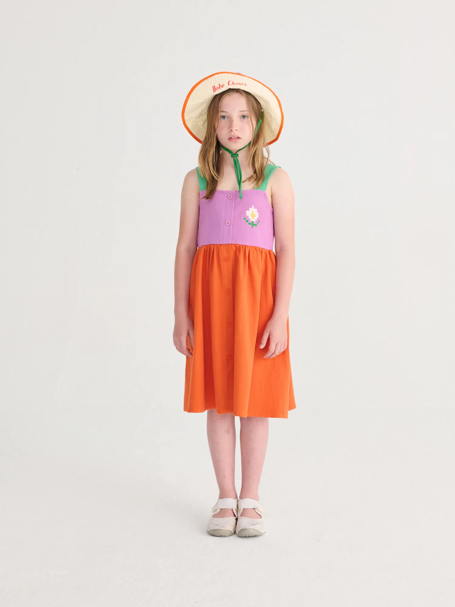 Pixel Daisy color block woven dress