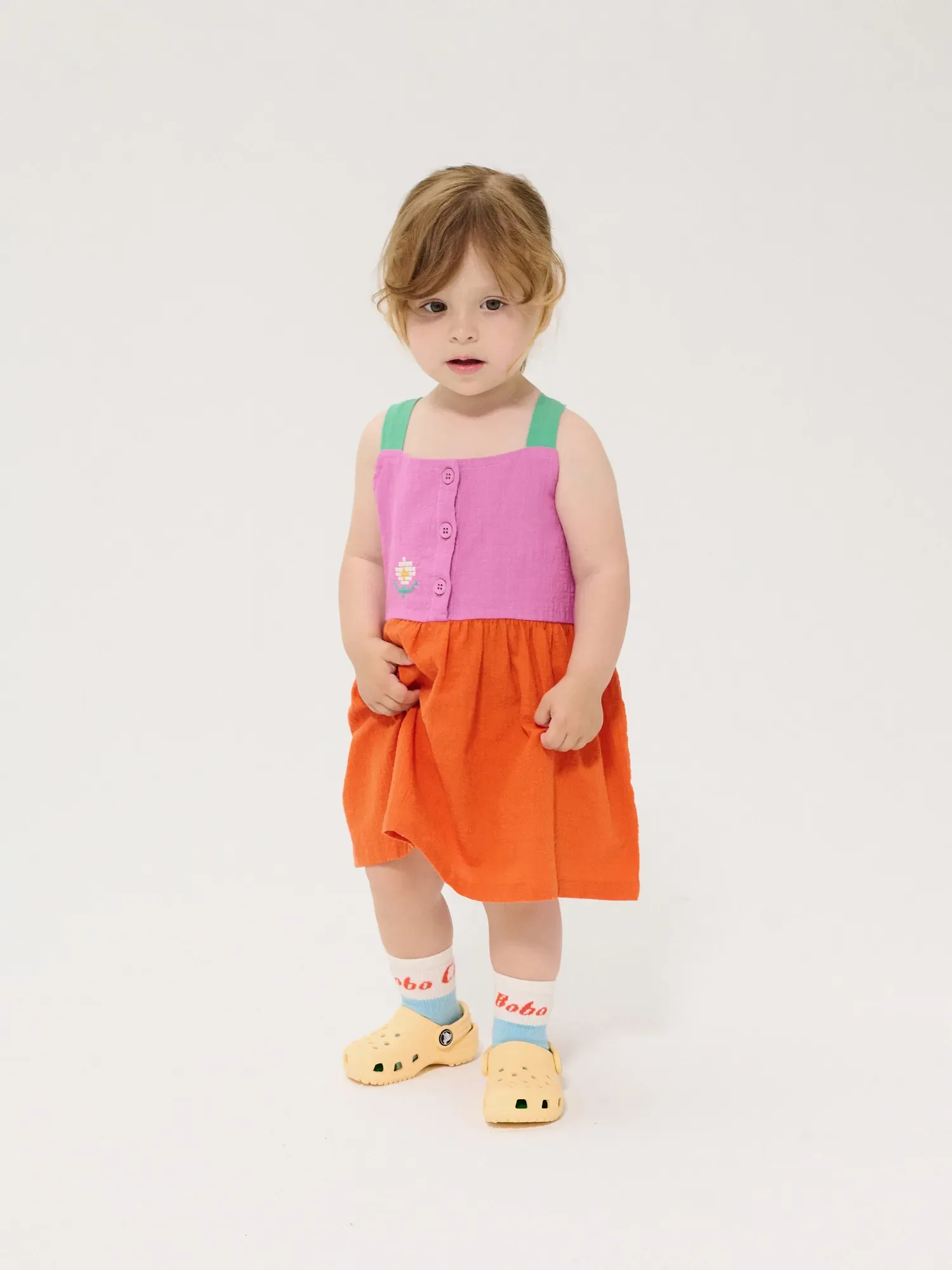 Pixel Daisy color block woven dress