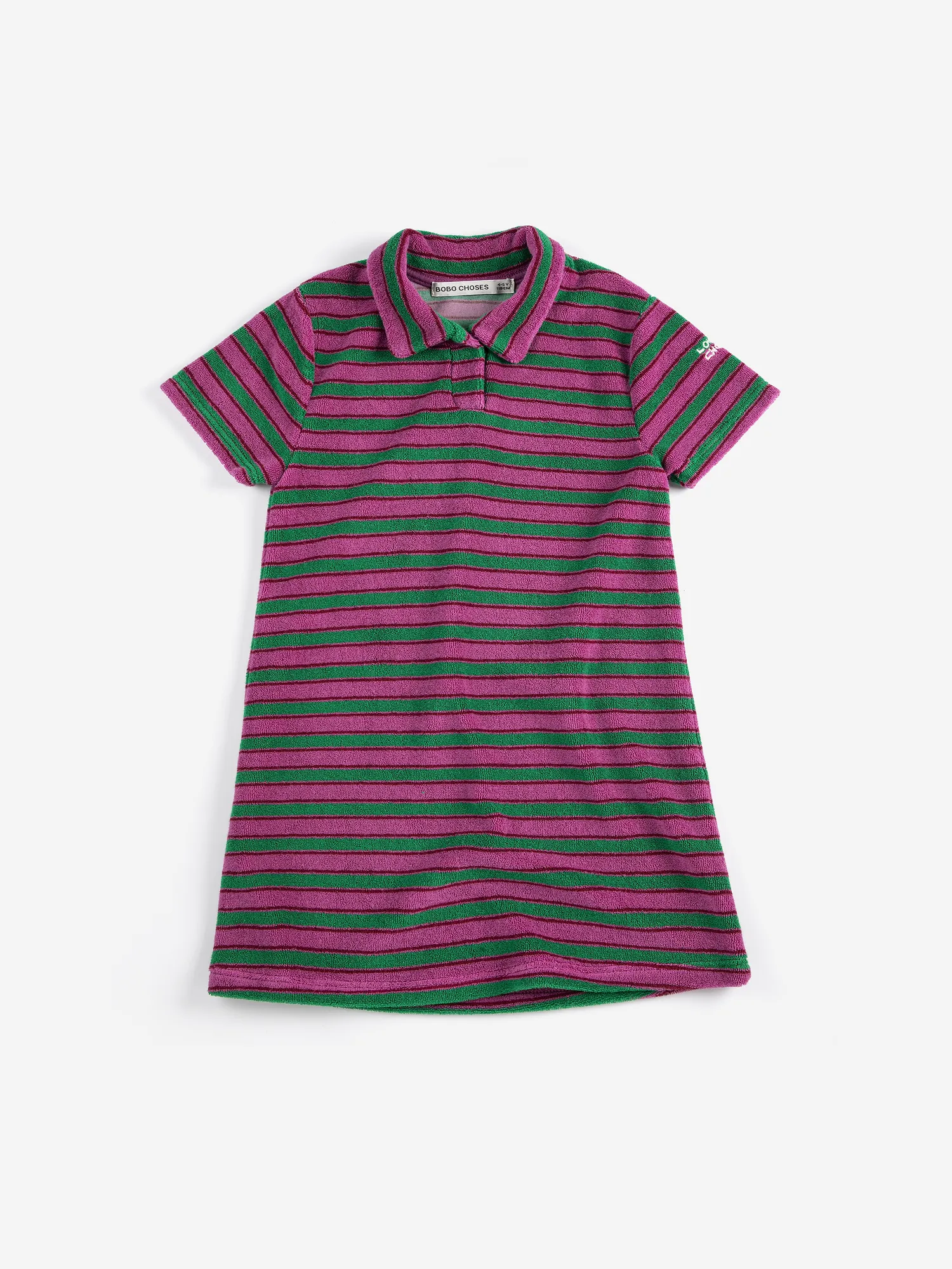 Striped terry cloth polo dress
