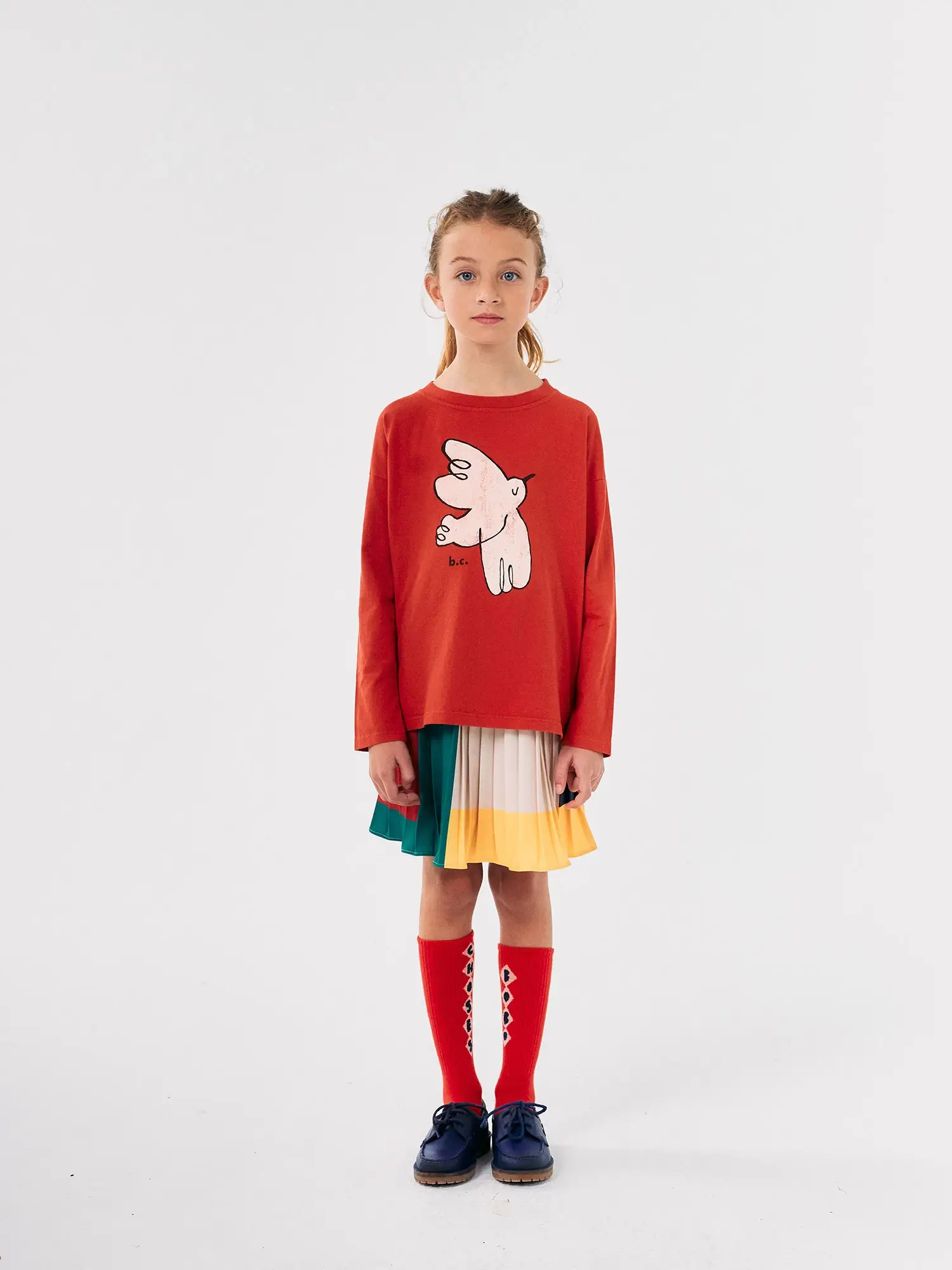 Color Block pleated woven skirt