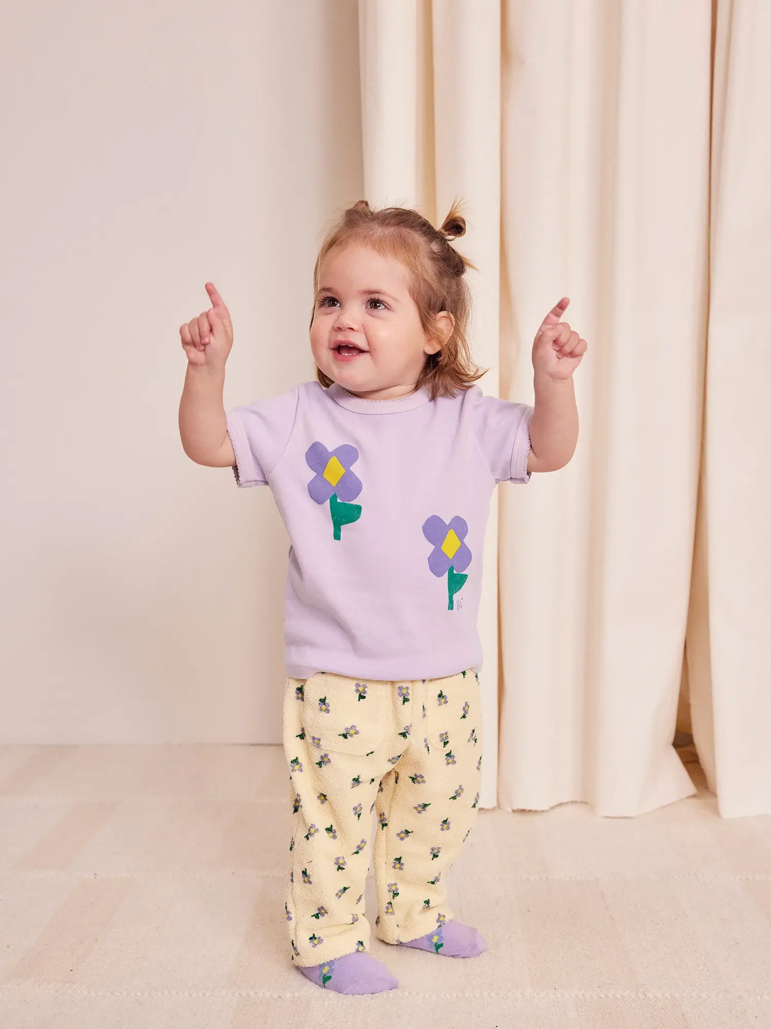 Pansy Flower all over straight jogging pants